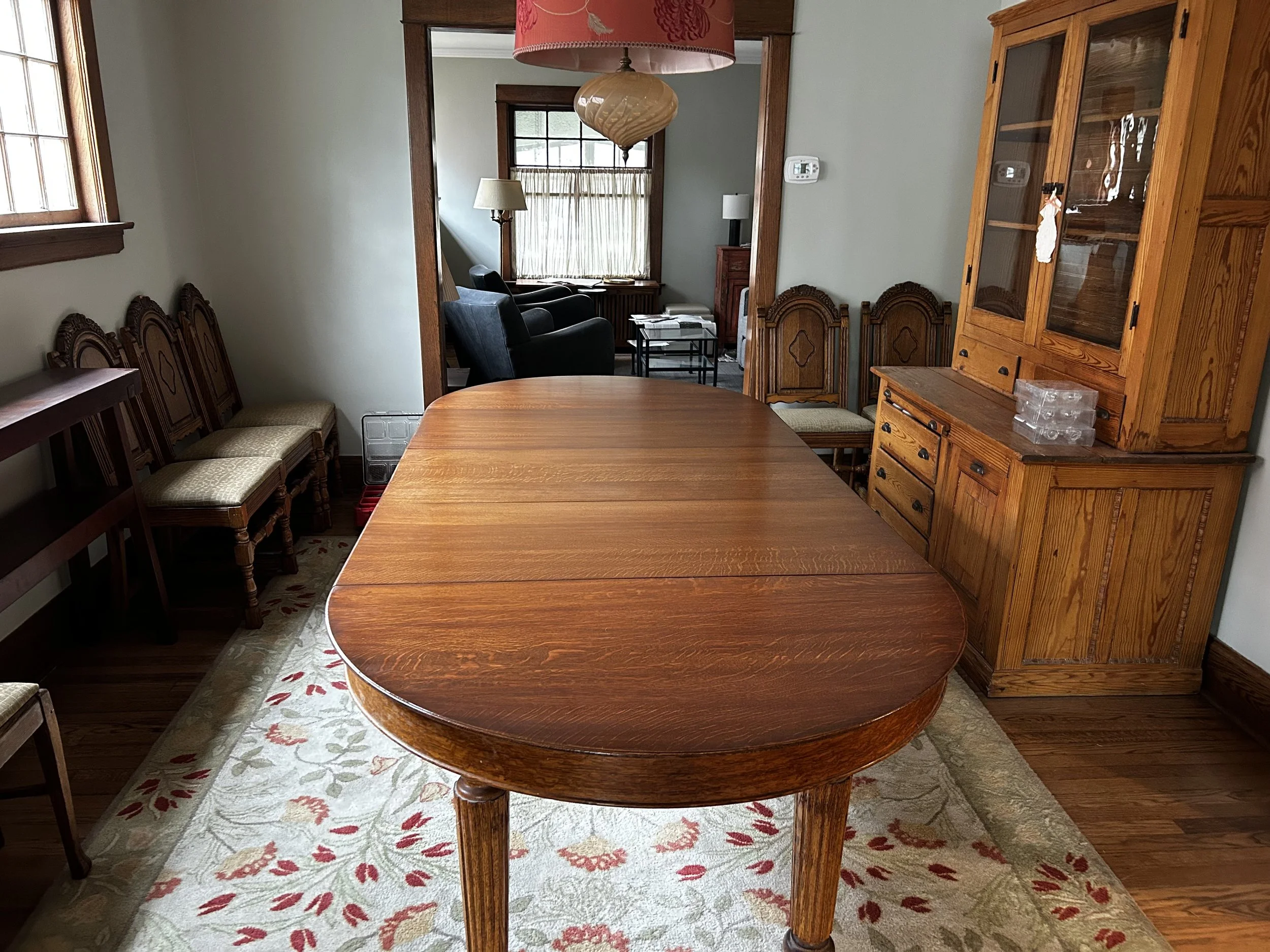 Refinished table with new leaves in place