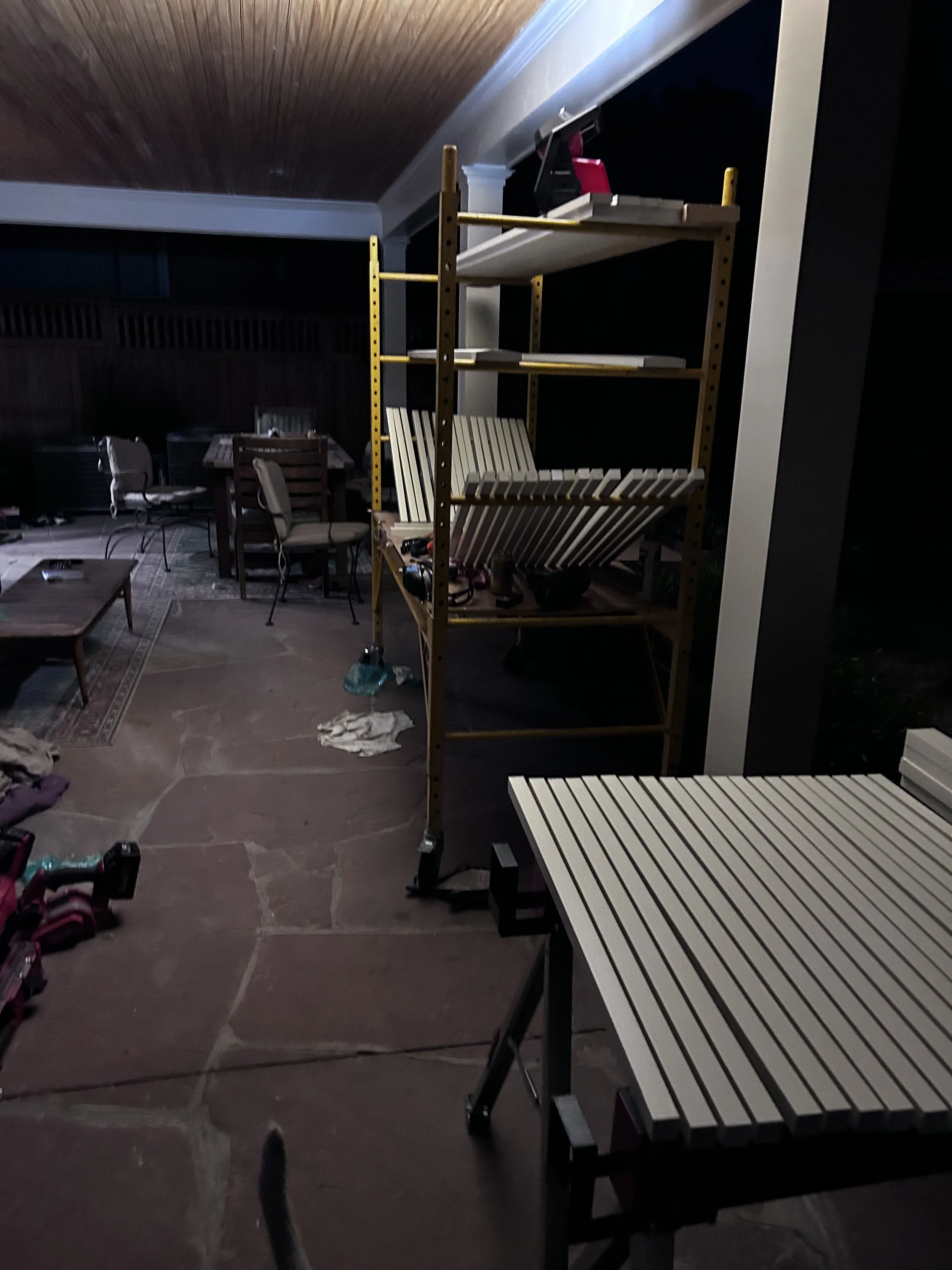 Fabricated railings, primer drying