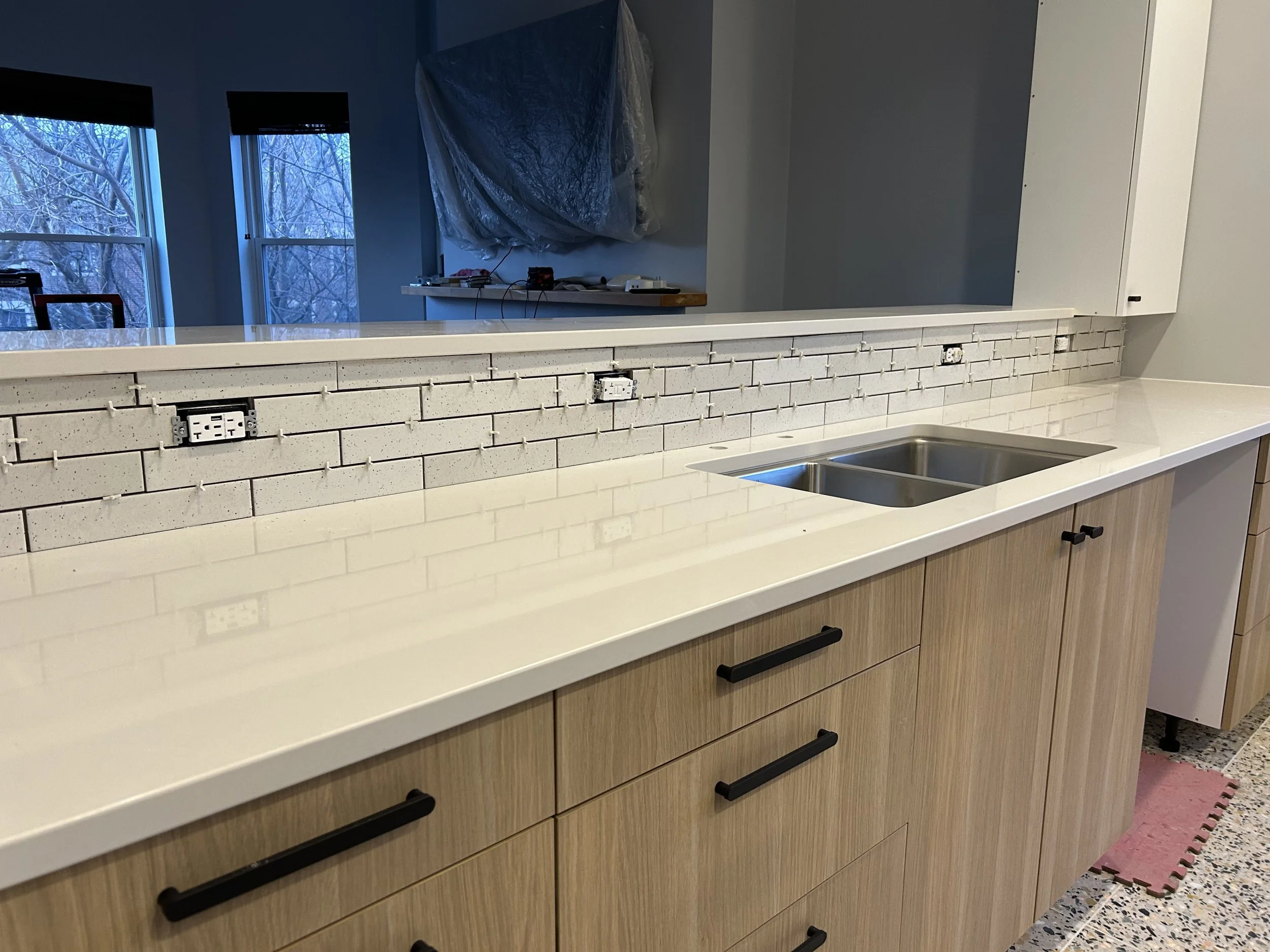 Backsplash tile and new electrical outlets