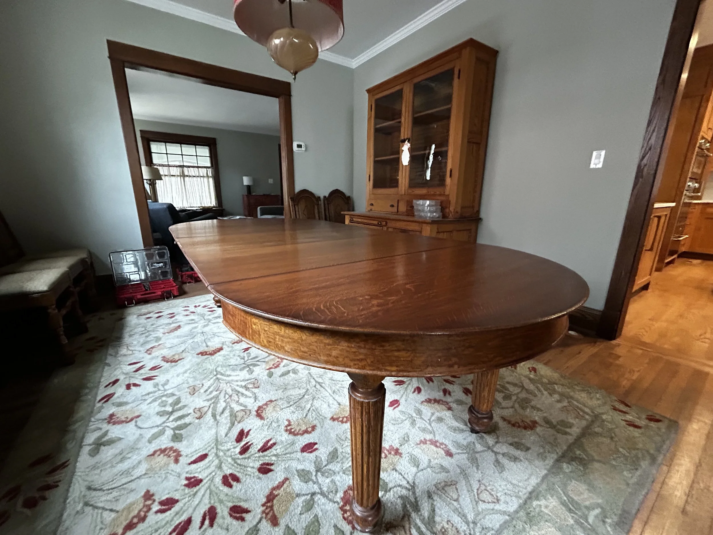 Refinished table with new leaves in place