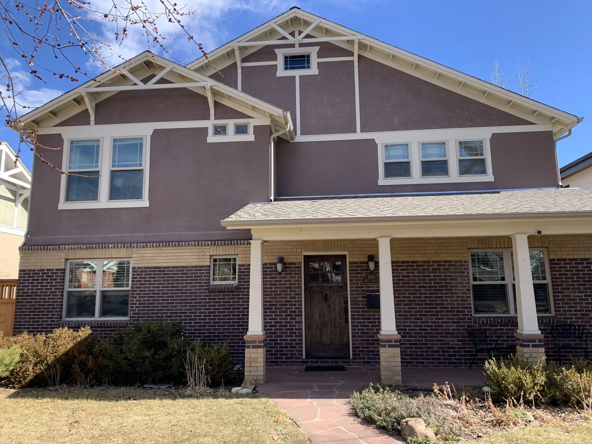 Front porch before, with brick column bases