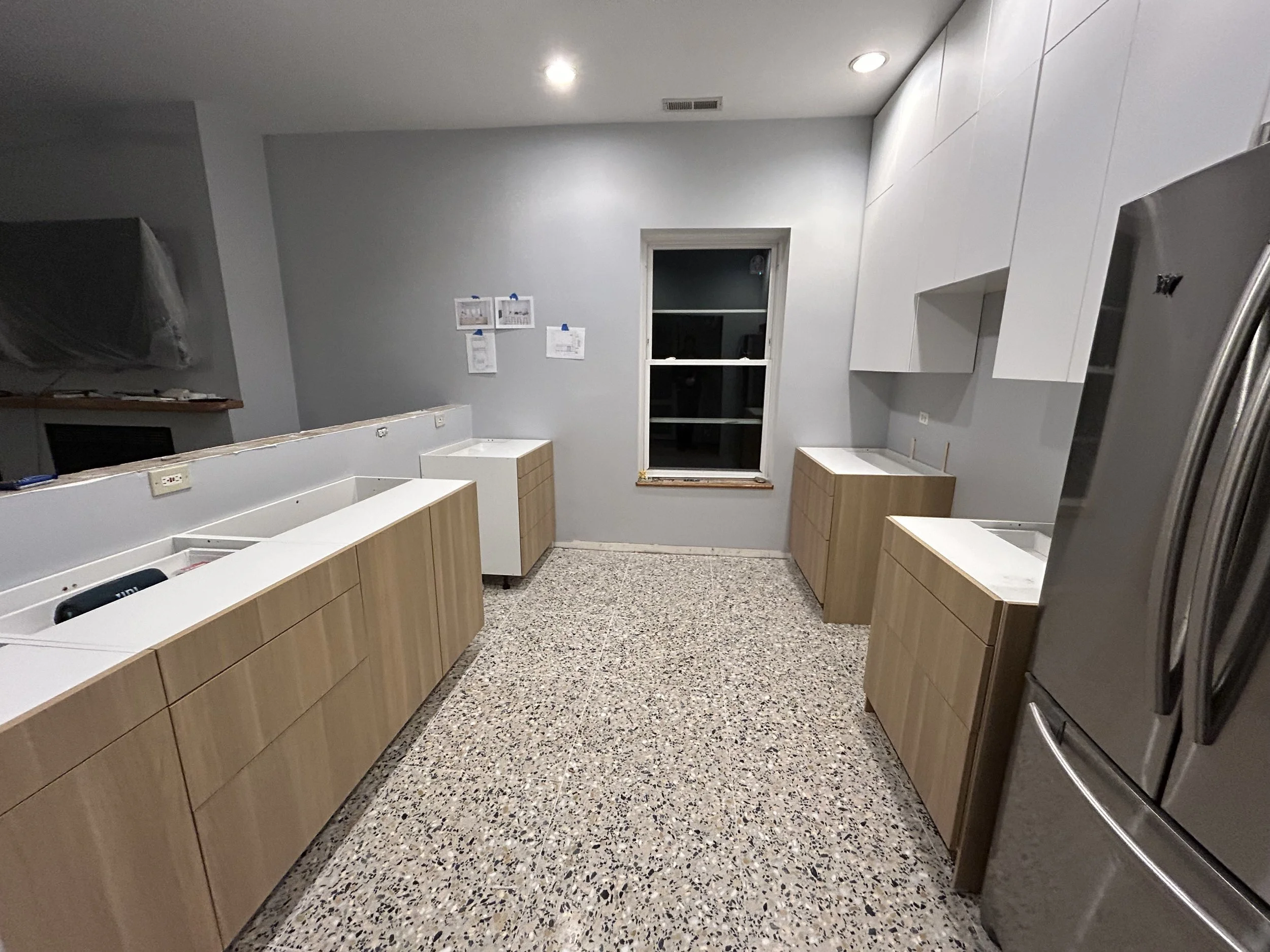 Most of the cabinets installed