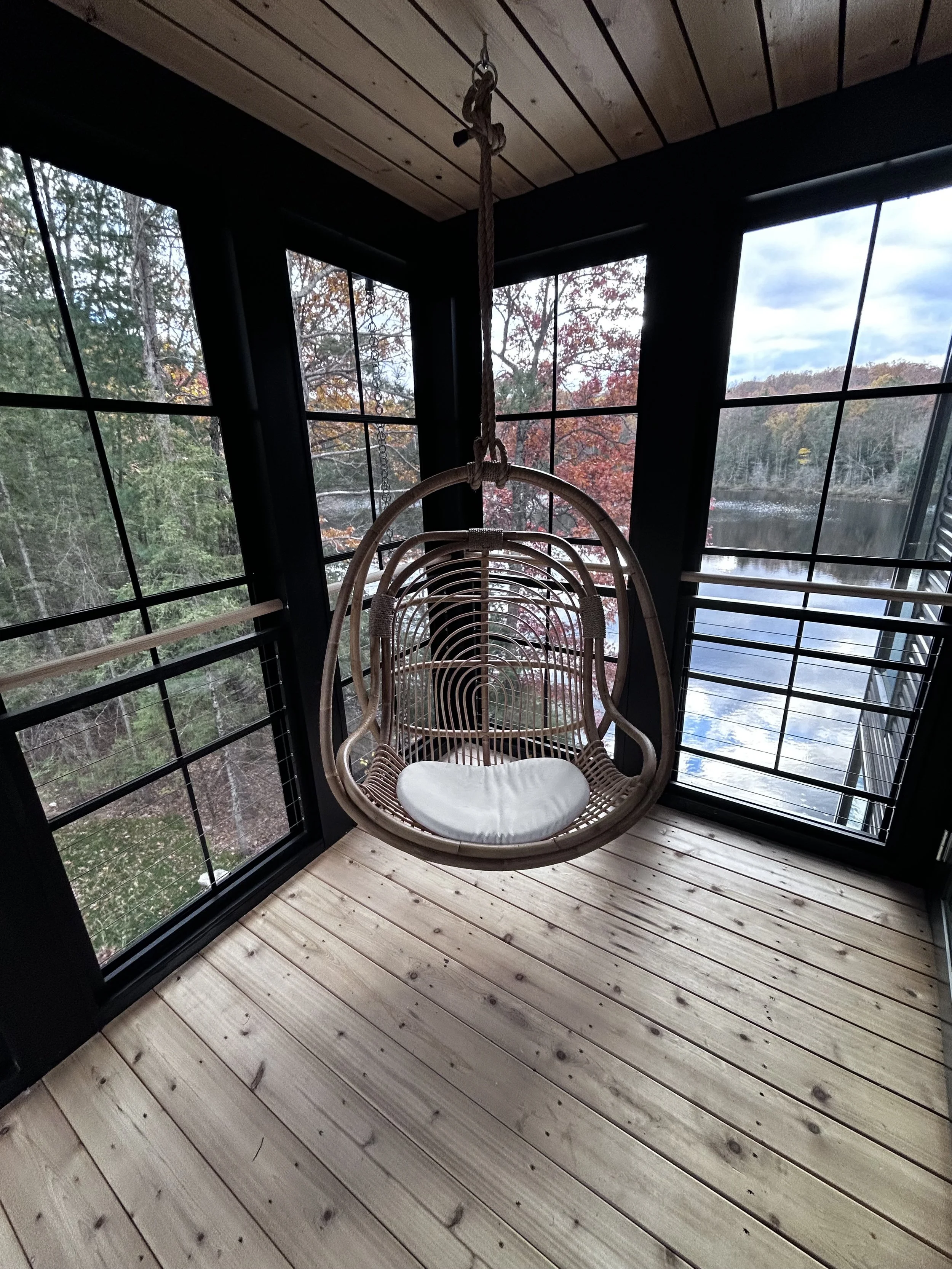 Assembled and installed swing chair