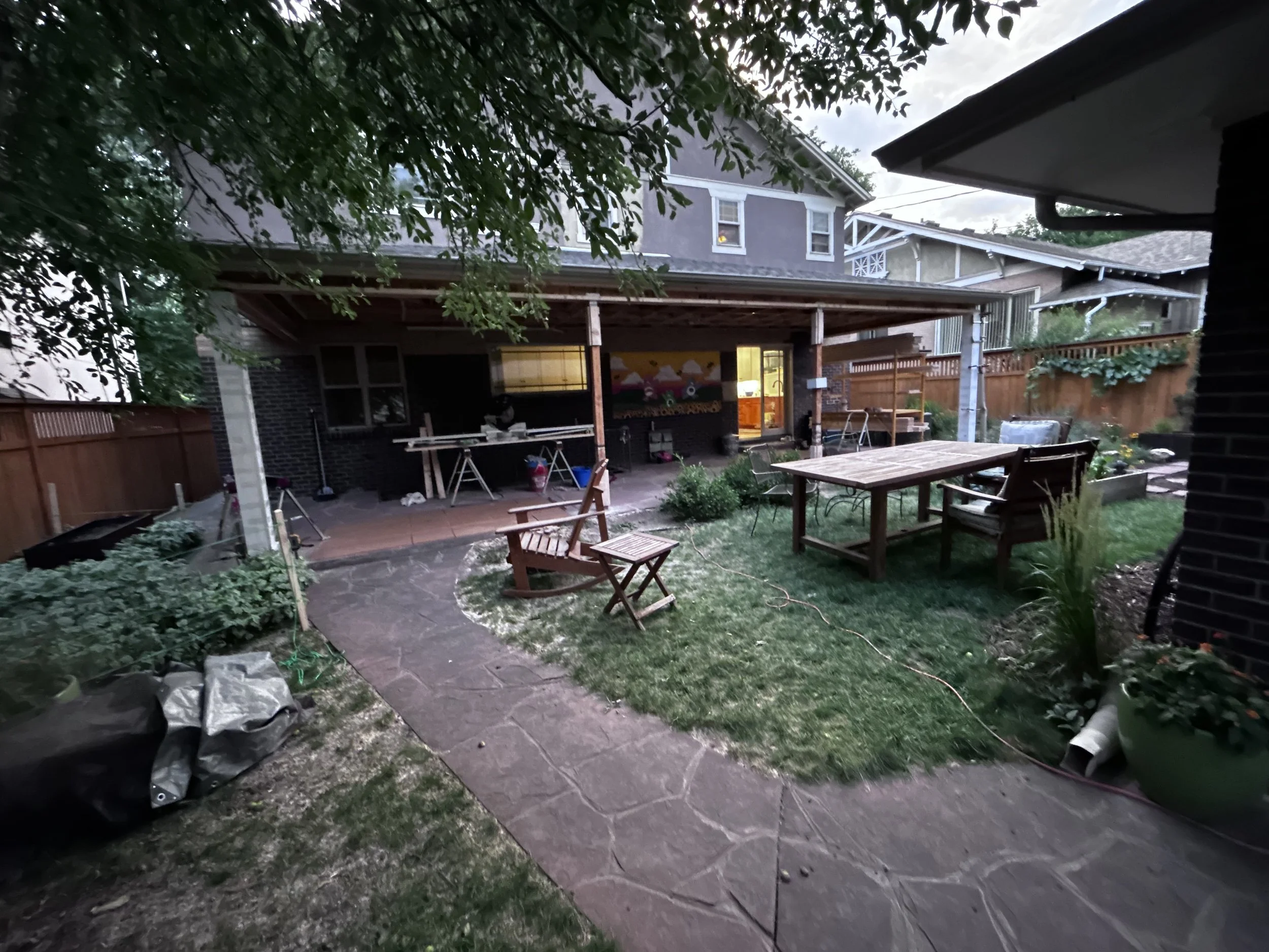 Back porch columns and ceiling demo done