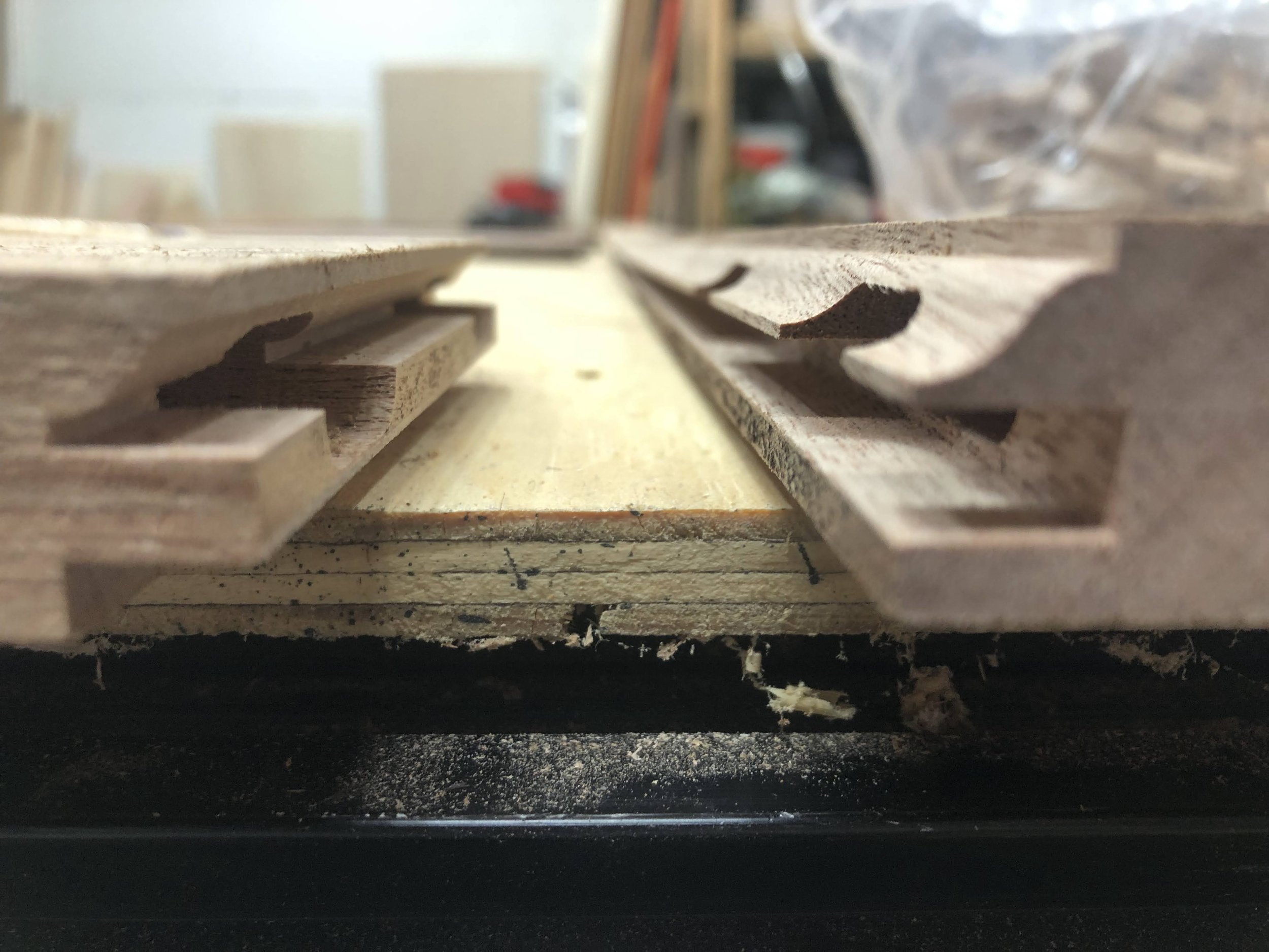 Close up on the new frame joinery detail.
