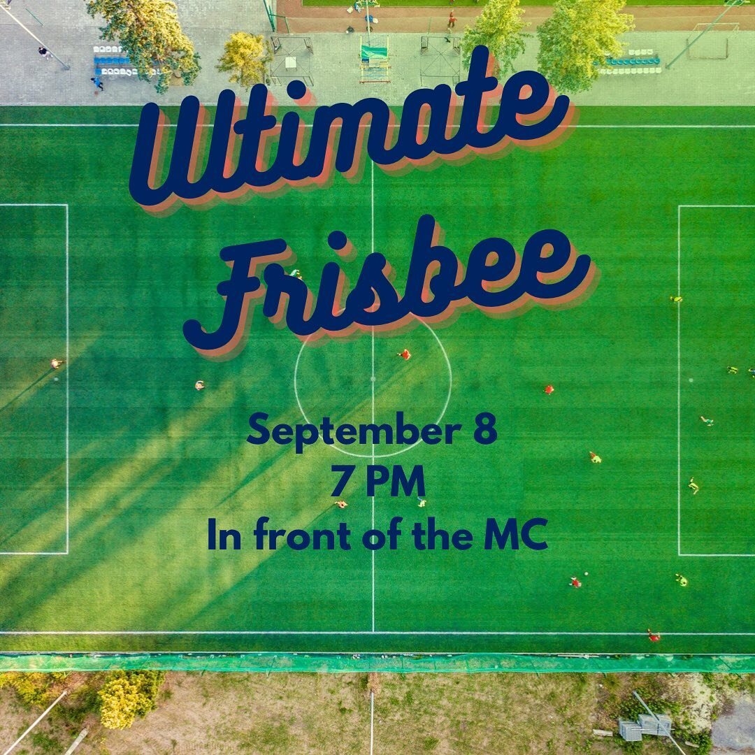 Do you like Ultimate Frisbee? Then you&rsquo;re in luck, because this Thursday we&rsquo;ll be playing in front of the MC @ 7! Hope to see y&rsquo;all there!