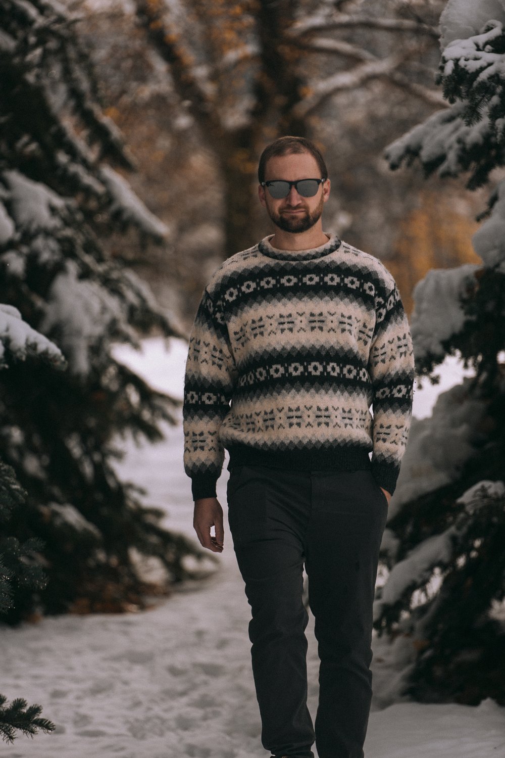 a classic nordic sweater for venturing outdoors