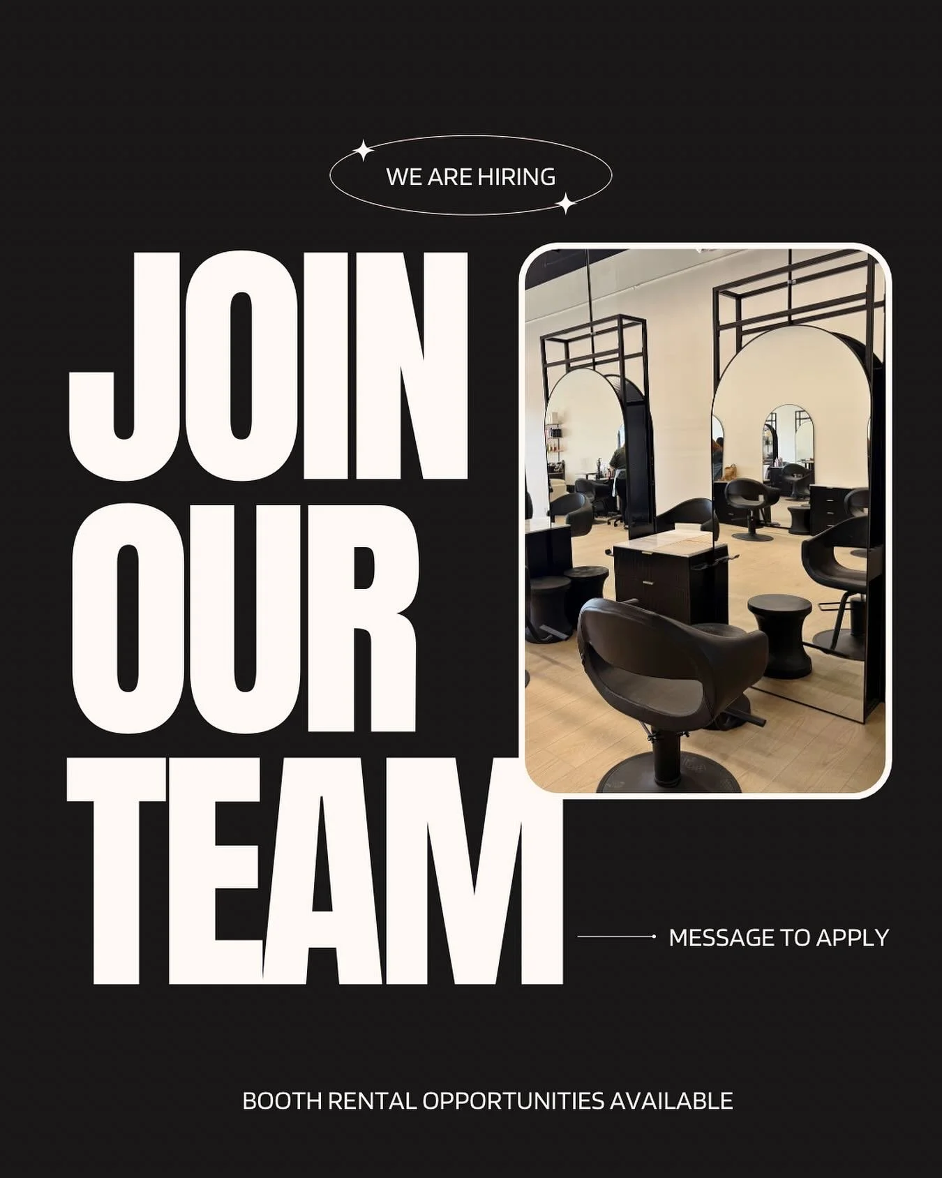 Be your own boss: work for yourself, not by yourself. 

We&rsquo;re building a team of independent stylists who want freedom and support in a sleek, modern salon space. Run your business your way; surrounded by like-minded beauty professionals!