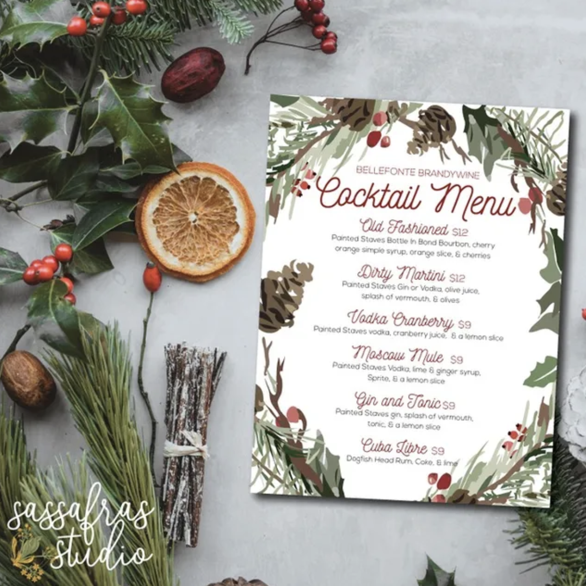 Bellefonte Holiday Cocktail Menu