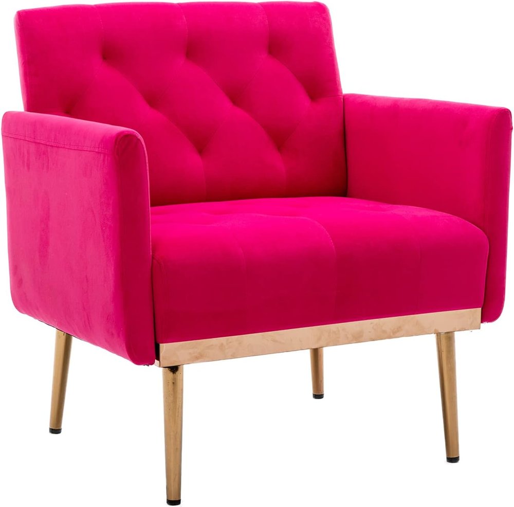 Velvet Accent Chair, Rose Red