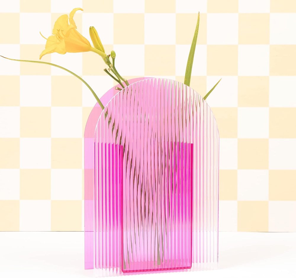 Lunar Sol Pink Vase - Acrylic Hot Pink Decor