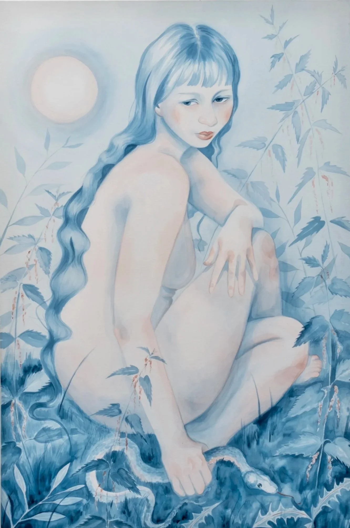 'And the snake became a serpent' watercolour on cotton 60 x 90 cm