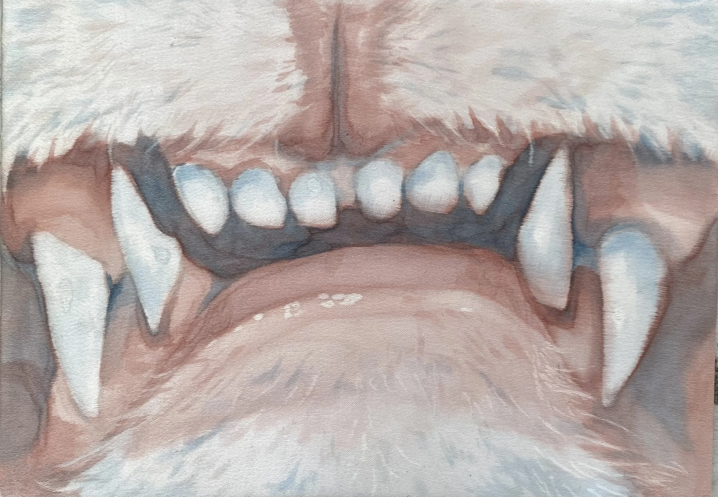 'Milk Teeth' Watercolour on Silk, 14.8 cm x 10.5cm