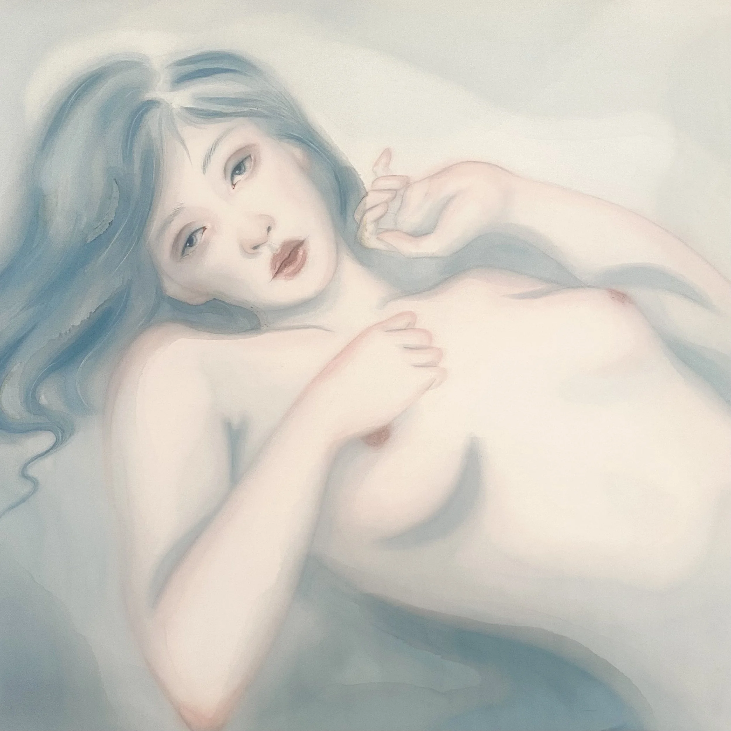 'Lips blurring, eyes melting' Naomi boiko 60 x 60 cm