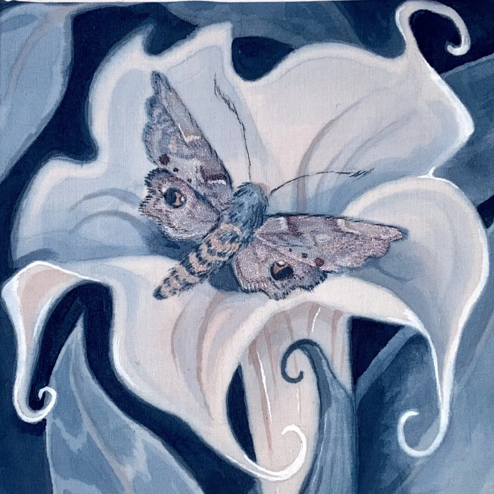 'Moonlight stains' watercolour and ink on cotton12.5 x 12.5 cm  