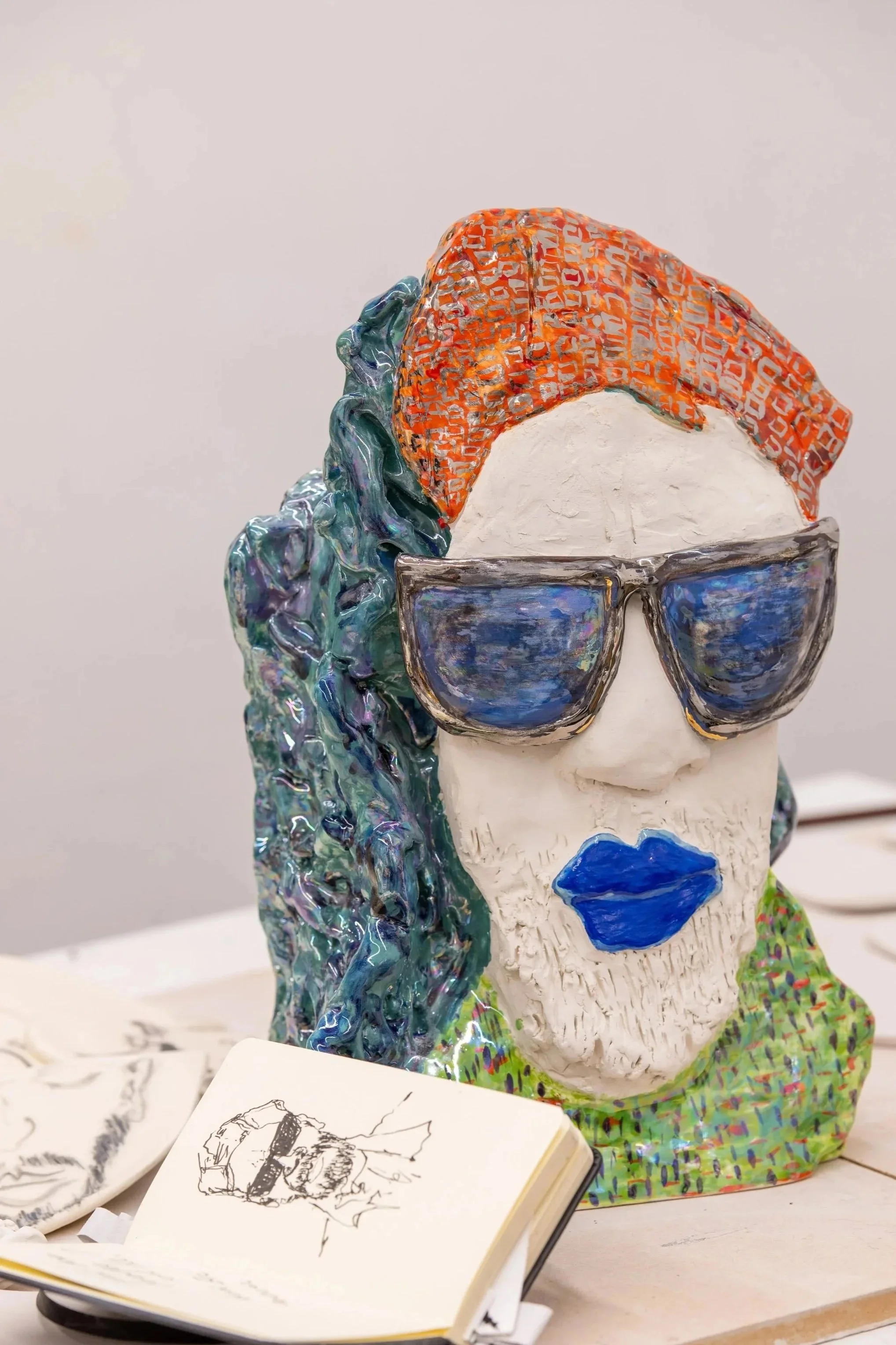Wearing rose-tinted glasses optimism shines 
Glazed hand built ceramic
H 34 cm x W 22 cm x D 14 cm
2025
