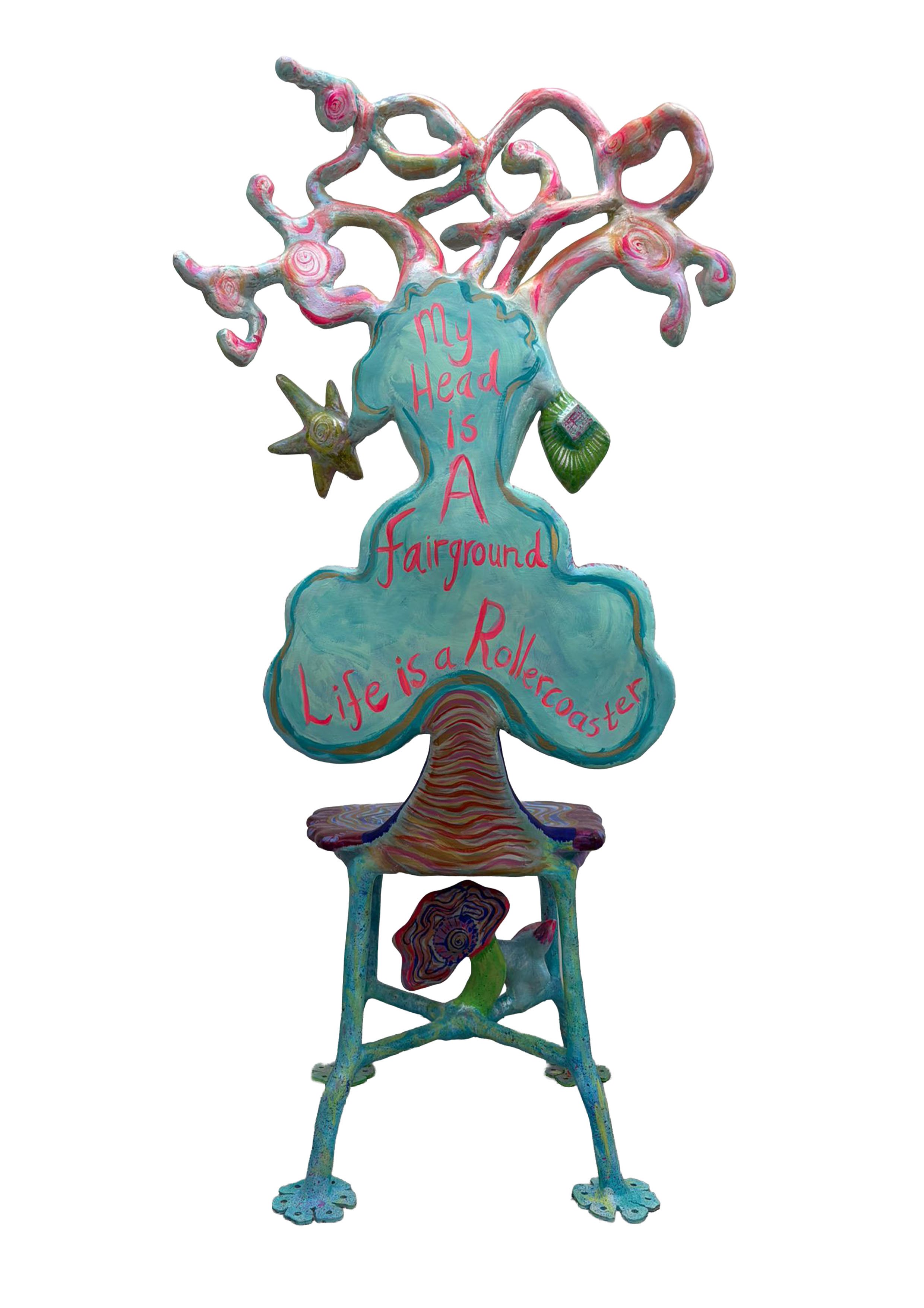 painted and lacquered fibreglass and metal indoor/outdoor chair