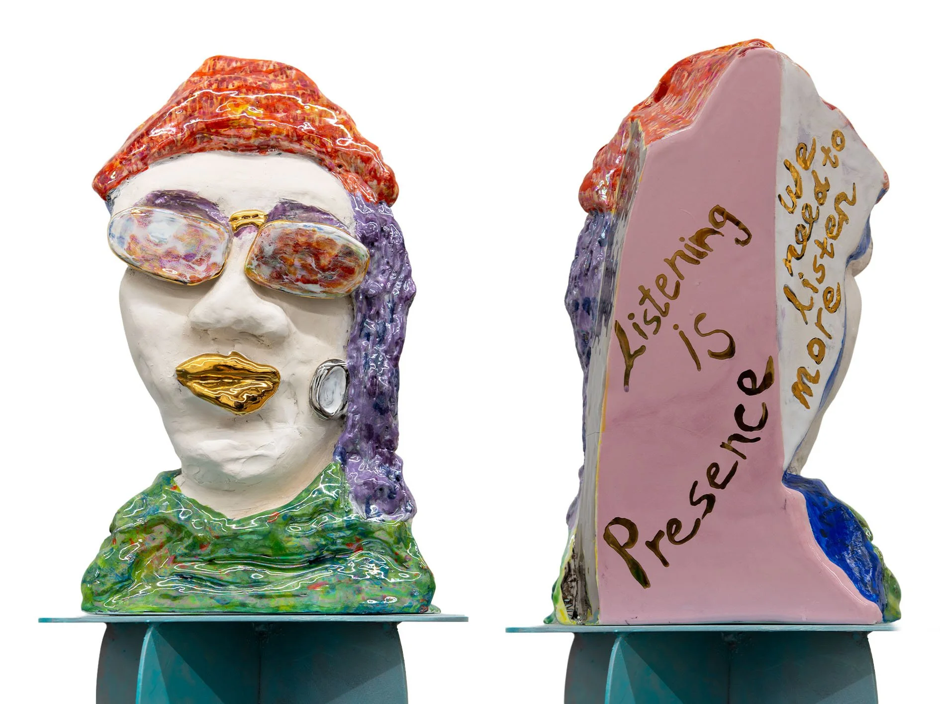 Listening is Presence 
Glazed hand built ceramic sculpture 
2025