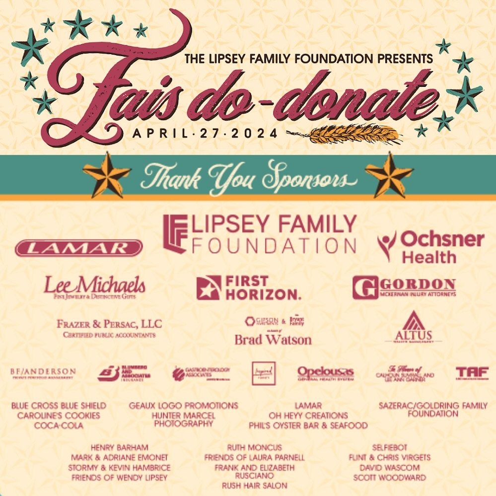 As we saddle up for tomorrow&rsquo;s Fais Do Donate to benefit the LOPA Foundation, we wanted to tip our hats one more time to our generous sponsors. #MakingLifeHappen