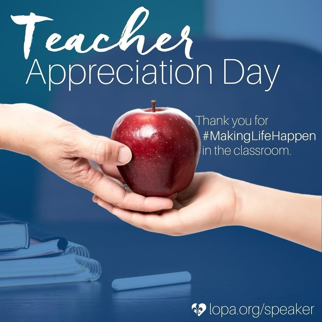 Happy Teacher Appreciation Day to all the educators, elementary through collegiate, who invite us into their classrooms to teach about organ, tissue and eye donation. If you or a teacher you know would like to invite us into your classroom, visit lop