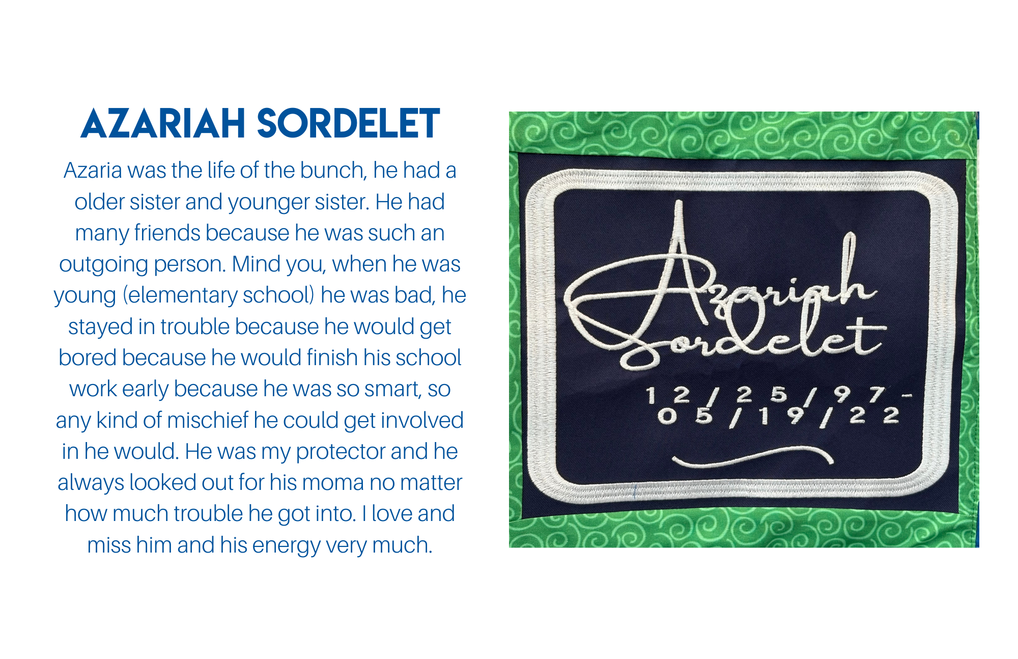 Quilt 17 Row 3 Square 2 Azariah Sordelet