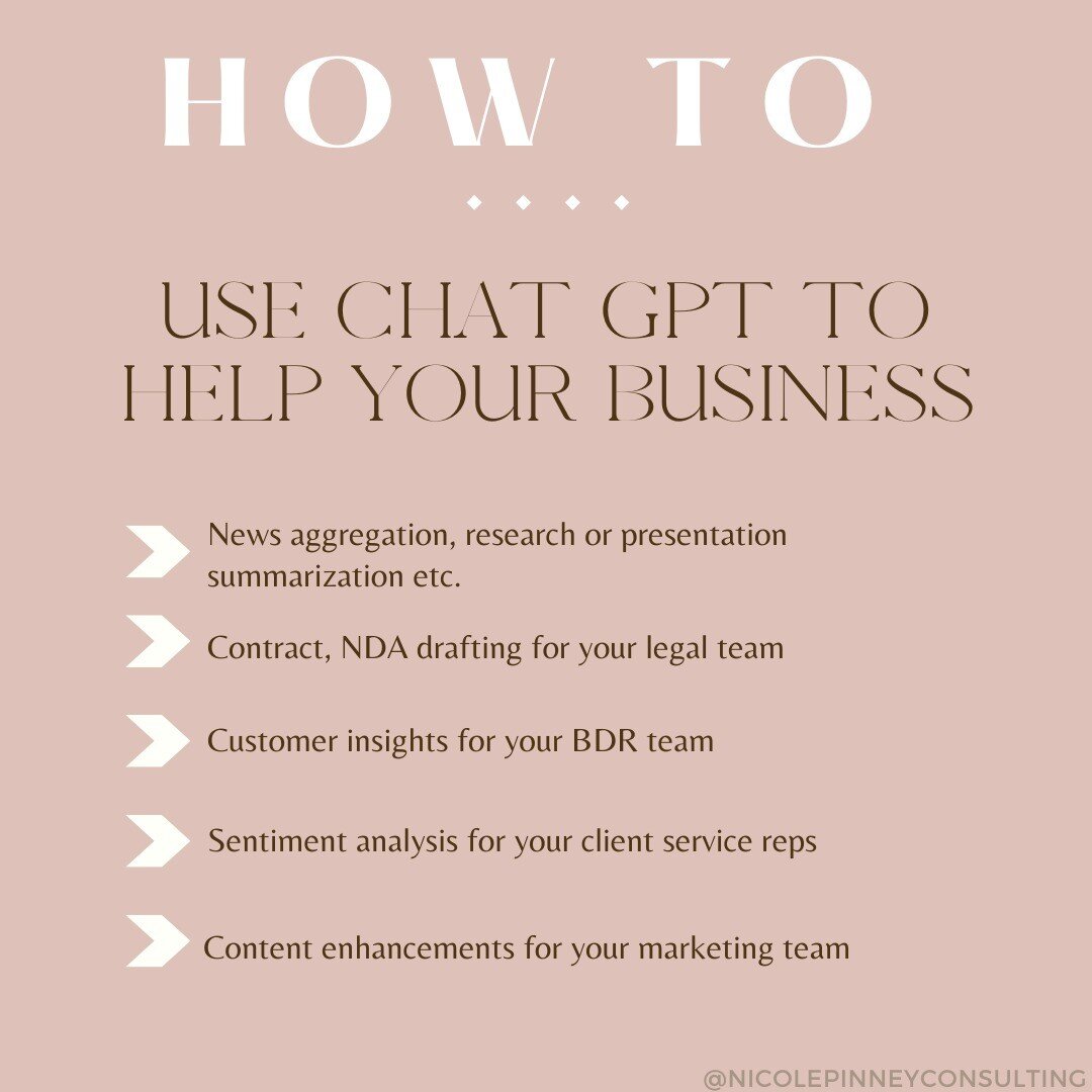 While I'd still be hesitant to input a company's data or any confidential and PII into ChatGPT, here are some less risky, practical ways you can use the bot to help your business and teammates. 

1) Aggregation and summarization: Pro tip... type &quo
