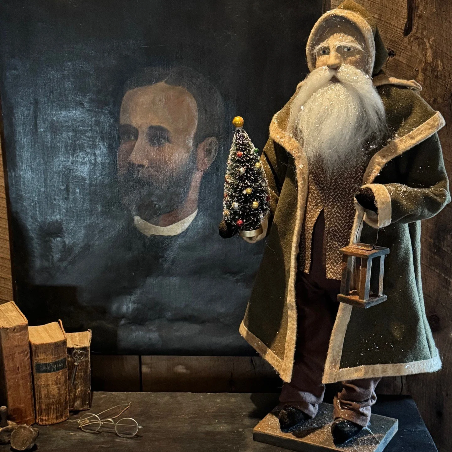 2026 Tall Old World Santa in old green coat...Limited