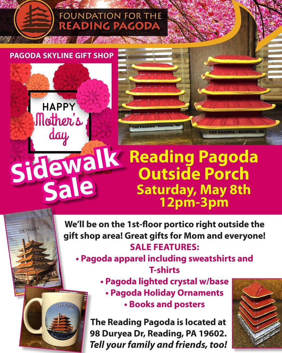 This Saturday, May 8th from noon until 3pm, stop by for our Sidewalk Sale! it's a great way to get a unique gift for Mom and the special women you know!