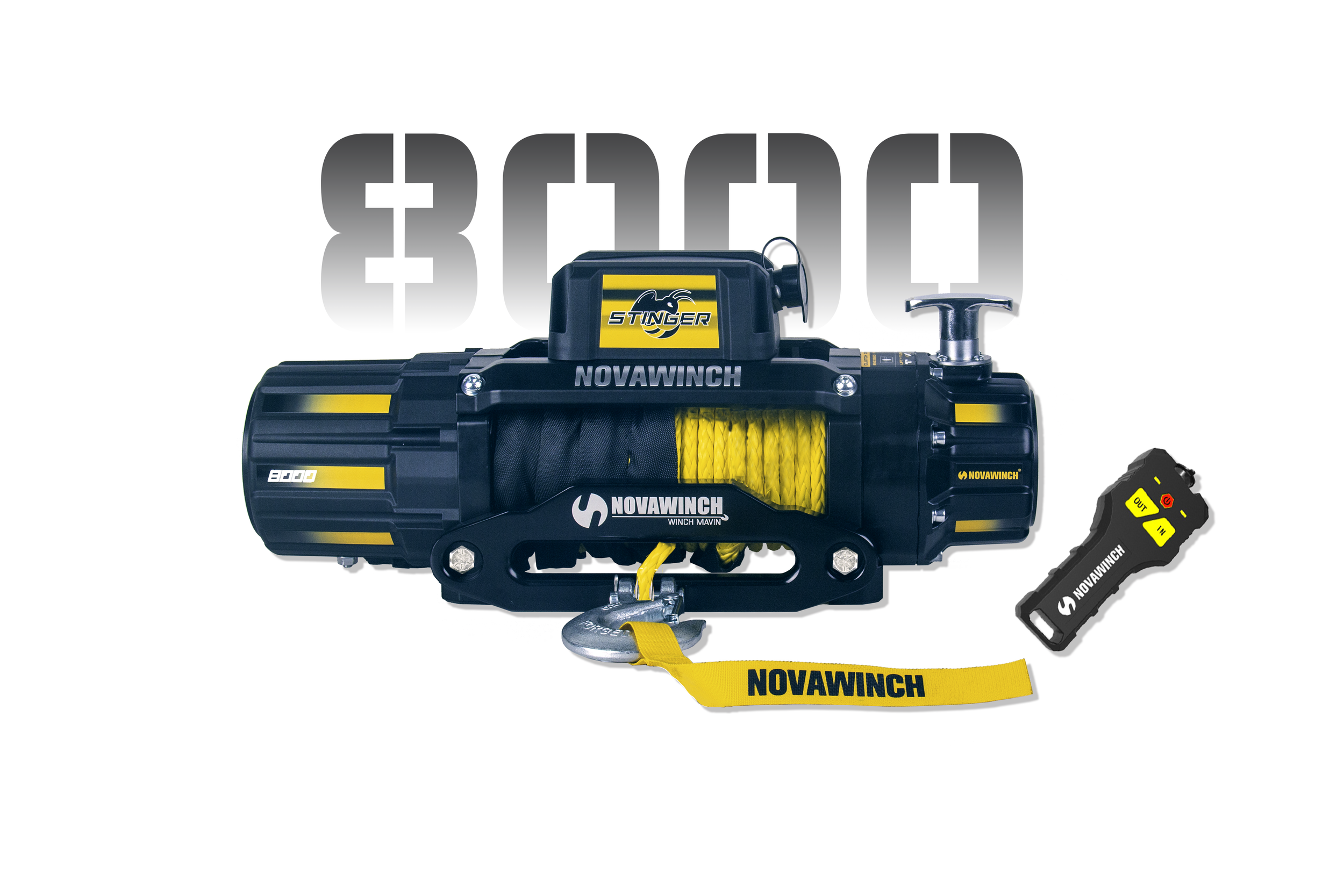 Novawinch Stinger+ 8000 Synthetic Rope Winch for Truck, Recovery, Trailer - 8000 lbs. capacity 12v