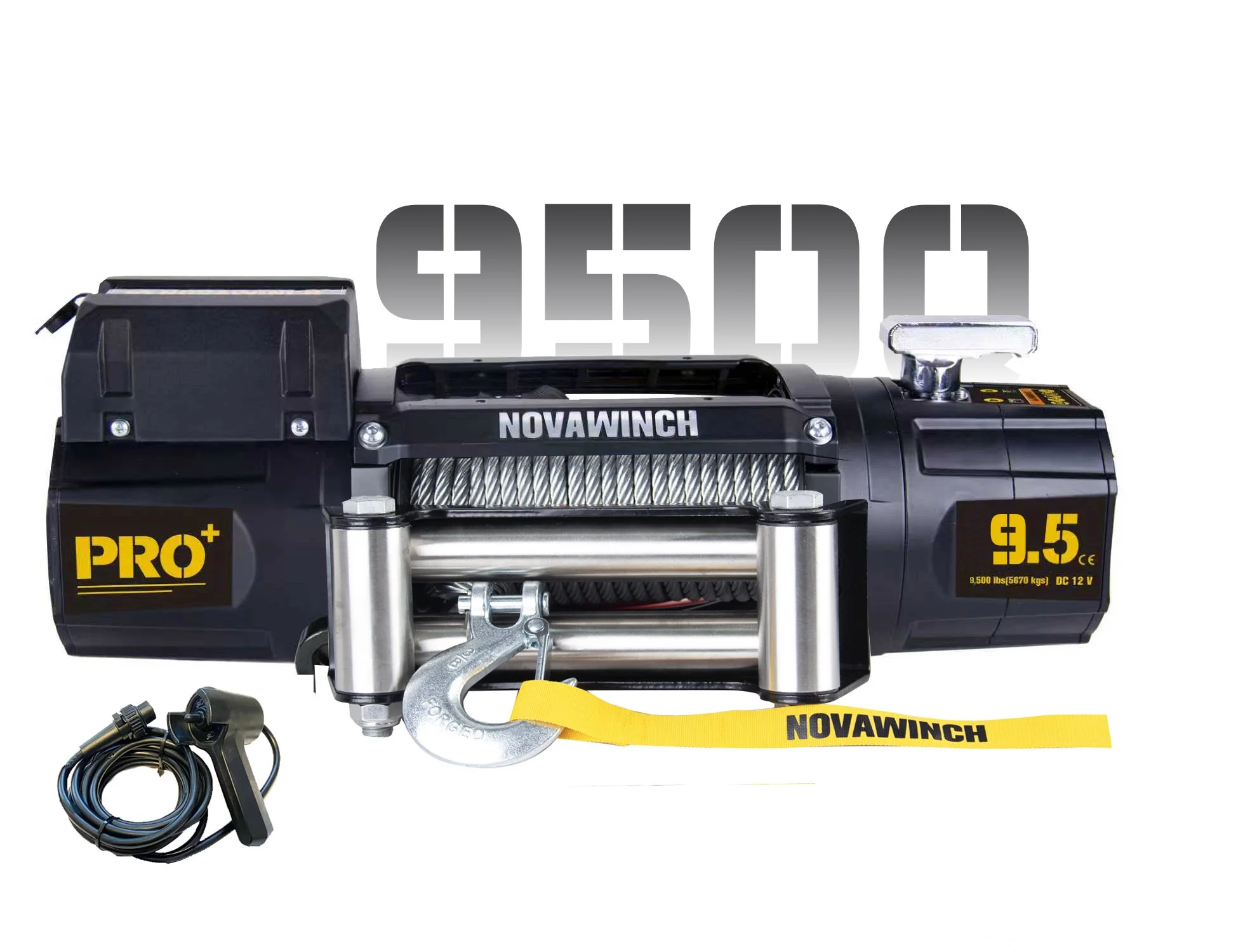 Novawinch 9,500 PRO PLUS Winch, 85' of Wire Cable, 12v, Faster line speed