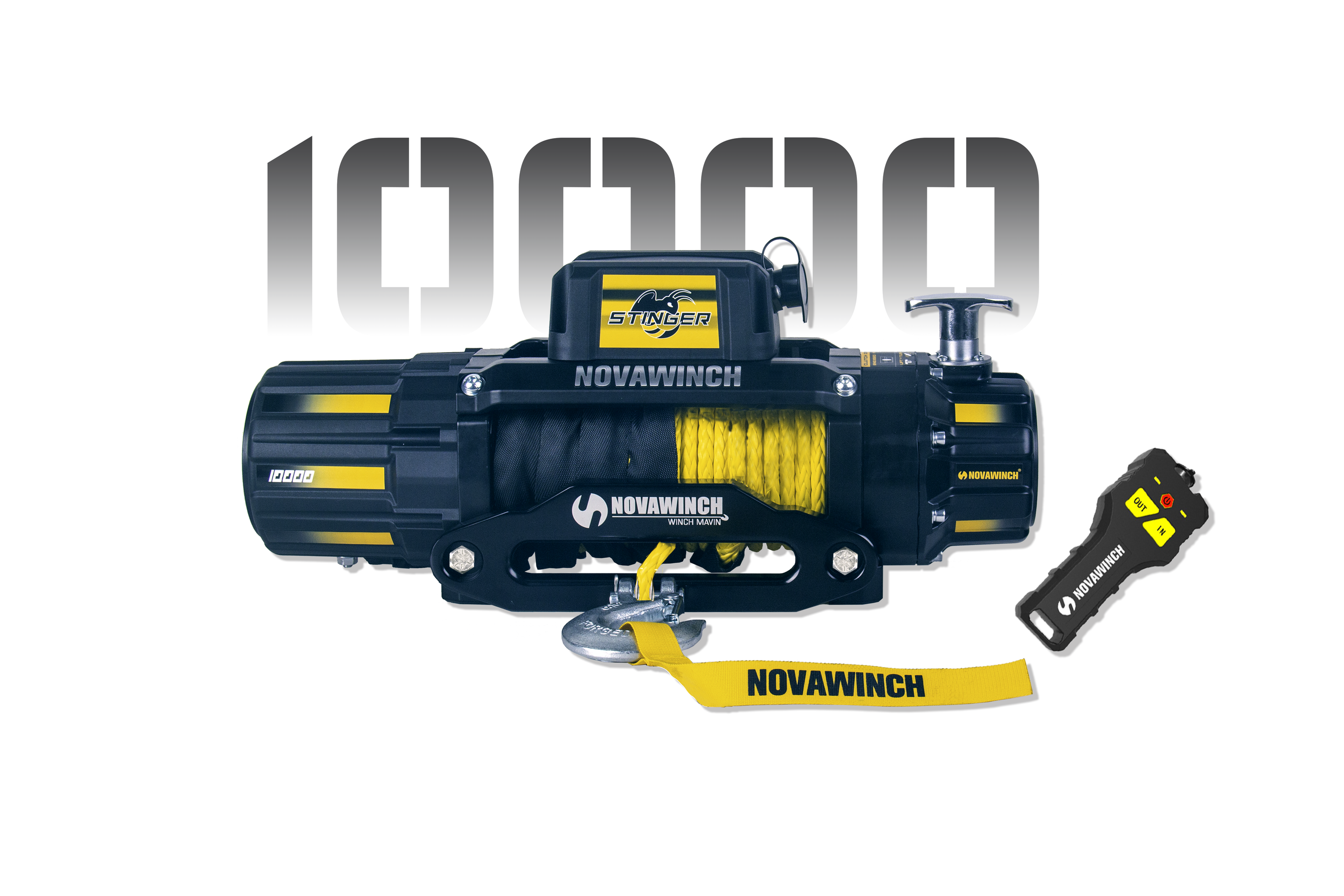 Novawinch Stinger+ 10000 Synthetic Rope Winch for Truck, Recovery, Trailer - 10000 lbs. capacity 12v