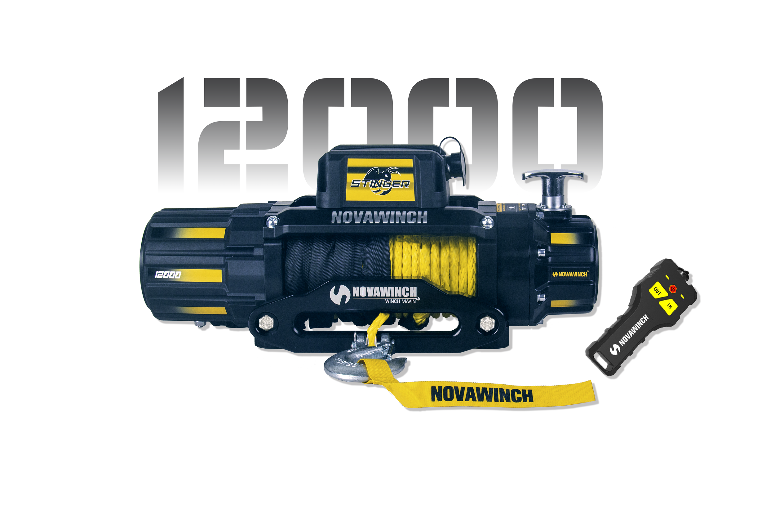 Novawinch Stinger+ 12,000 Synthetic Winch for Truck, Recovery, Trailer - 12000 lbs. capacity 12v