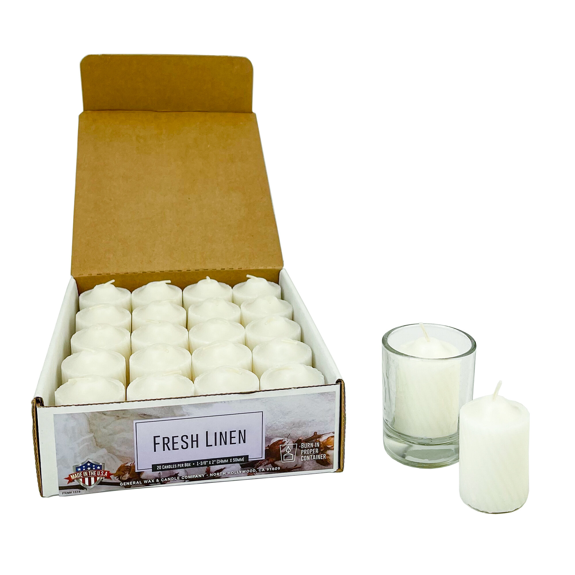 General Wax & Candle  white unscented tapered votive candle 15