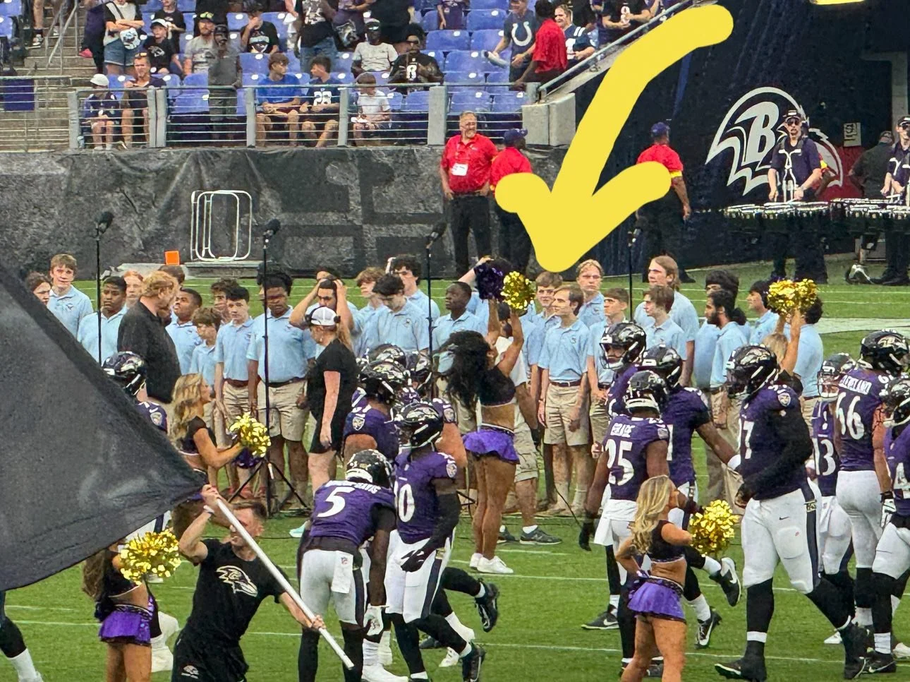 The Buddy got to sing the anthem at the Ravens game last night with The Maryland State Boychoir.