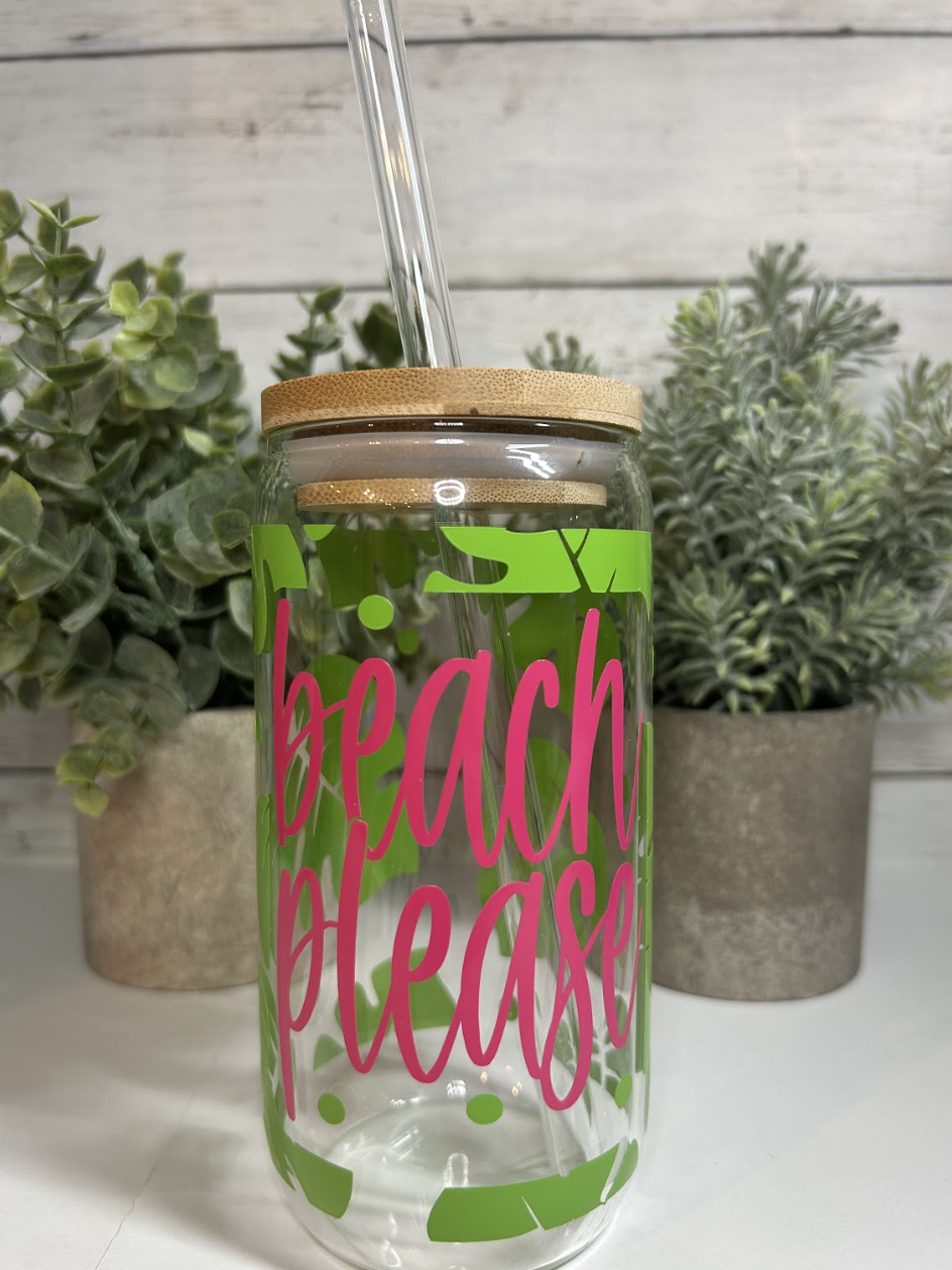 16oz Beach Please Glass