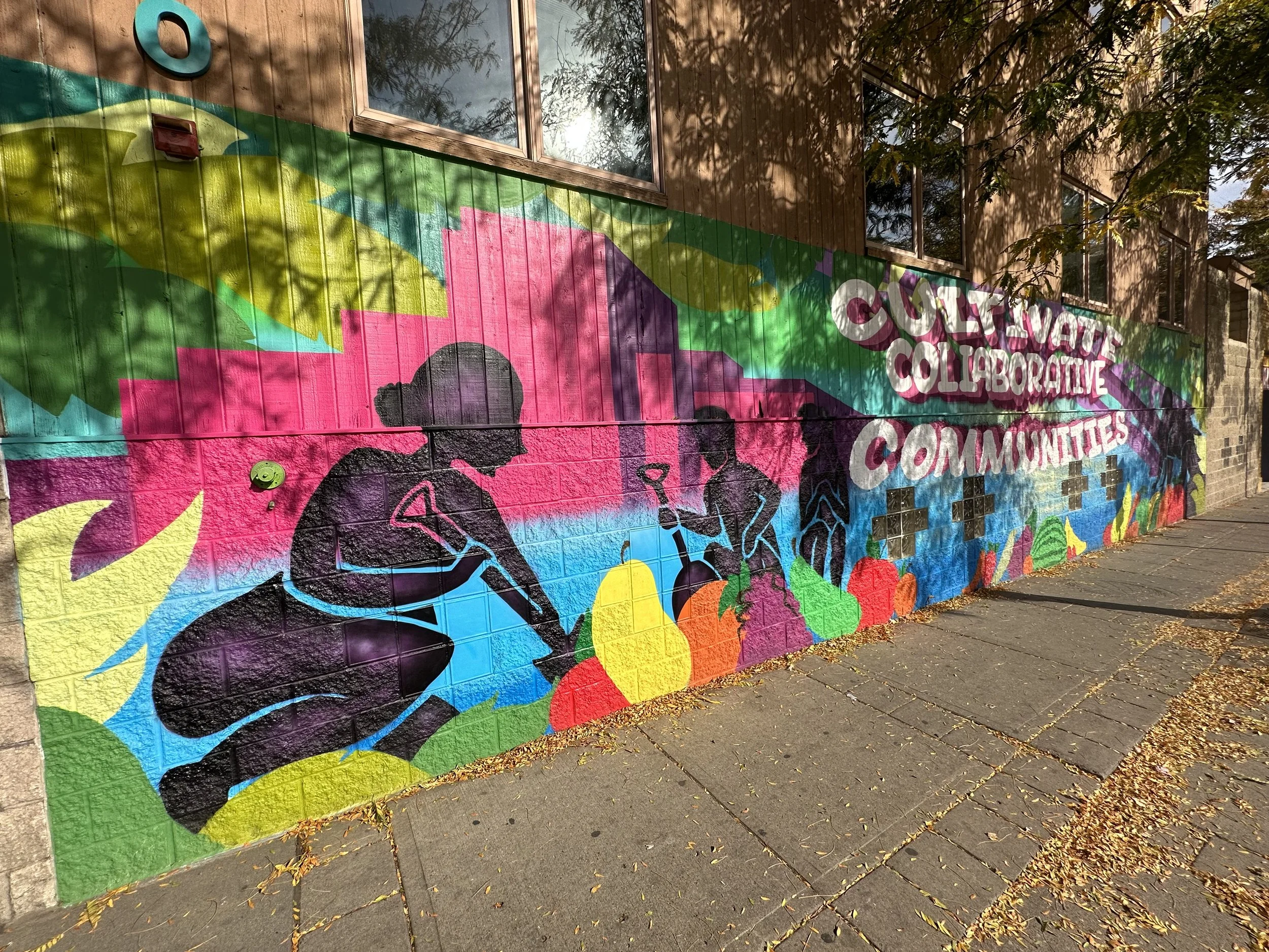 Photos of a mural on Lake St. made by MDM