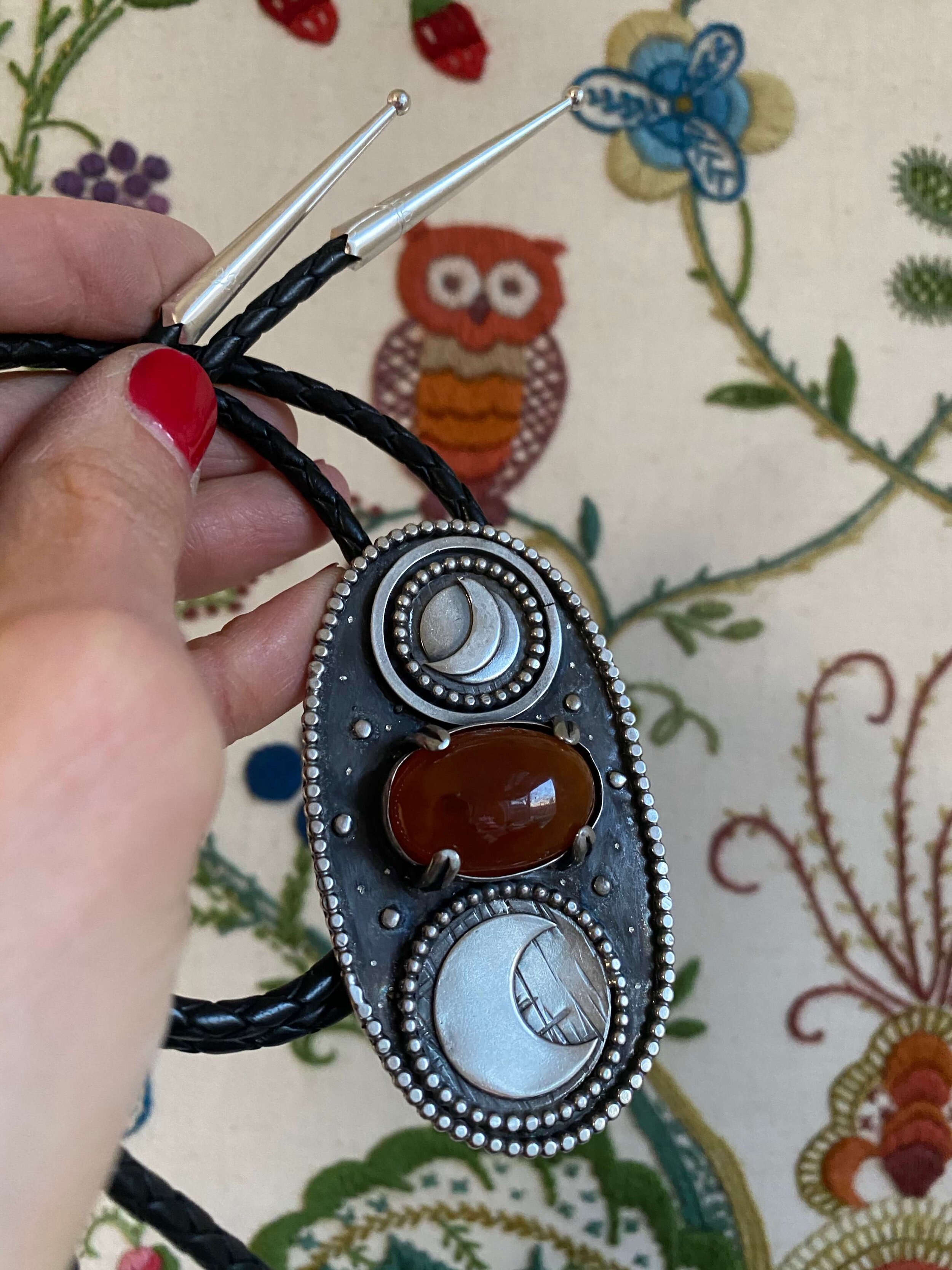 Hessonite Moon Phase Bolo Tie.jpeg