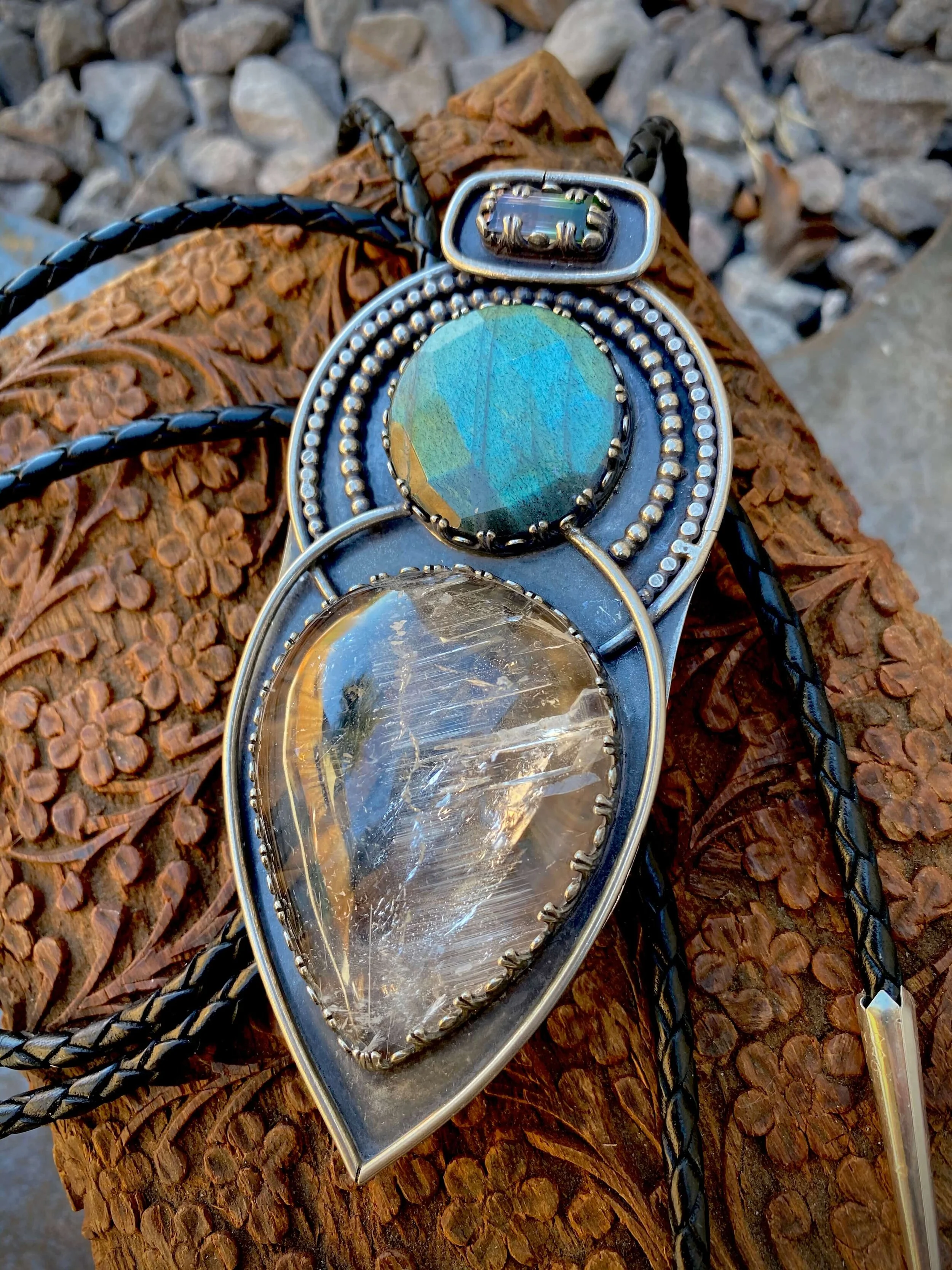 Quartz and Labradorite Bolo Tie.jpeg