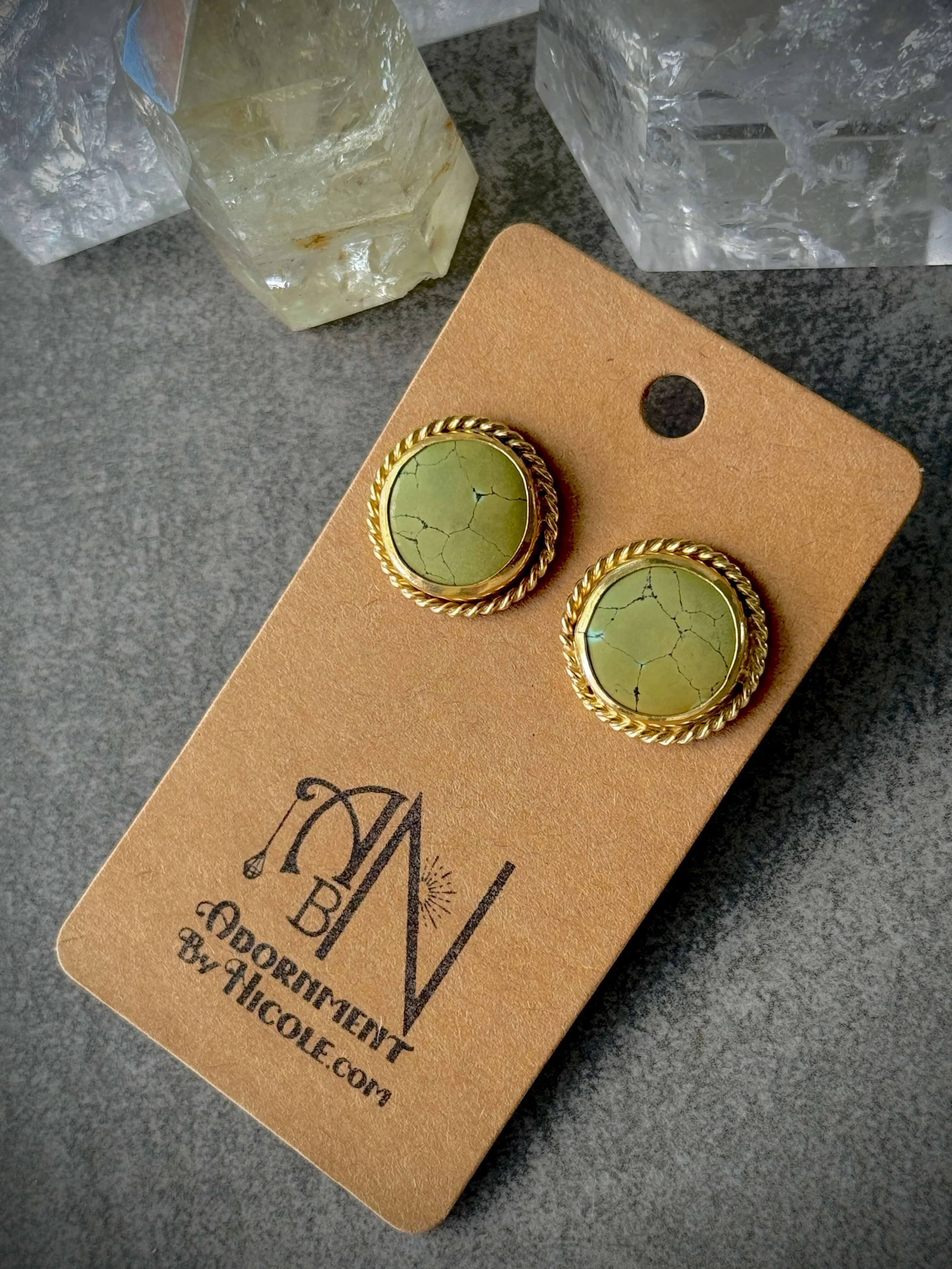 14K Gold Plated Green Turquoise