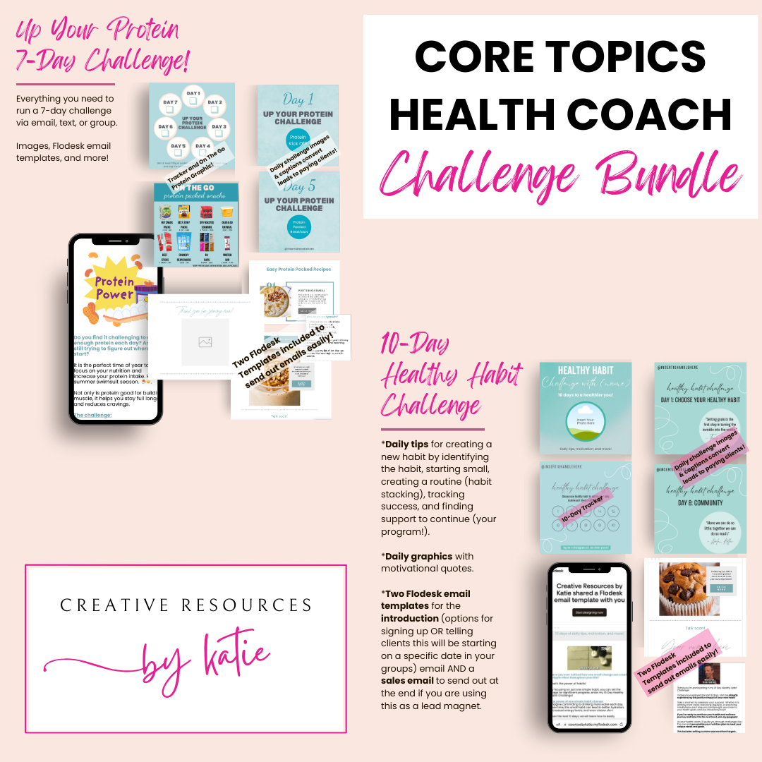 Core Topics Health Coach Challenge Bundle — Creative Resources by Katie