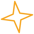 A stylized, outlined star with a hollow center