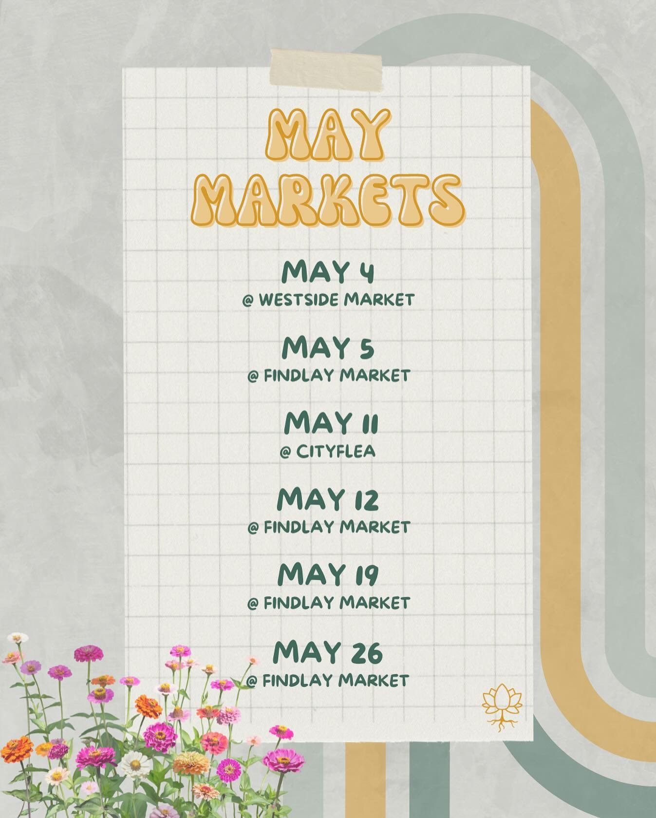 🌸 MAY MARKETS 🌸 

There are so many opportunities to shop in person with us this month and I&rsquo;m so excited! @findlaymarket every Sunday, @westside_market_cincy this Saturday, and @thecityflea next Saturday ☀️ 

May is my favorite month. Its my