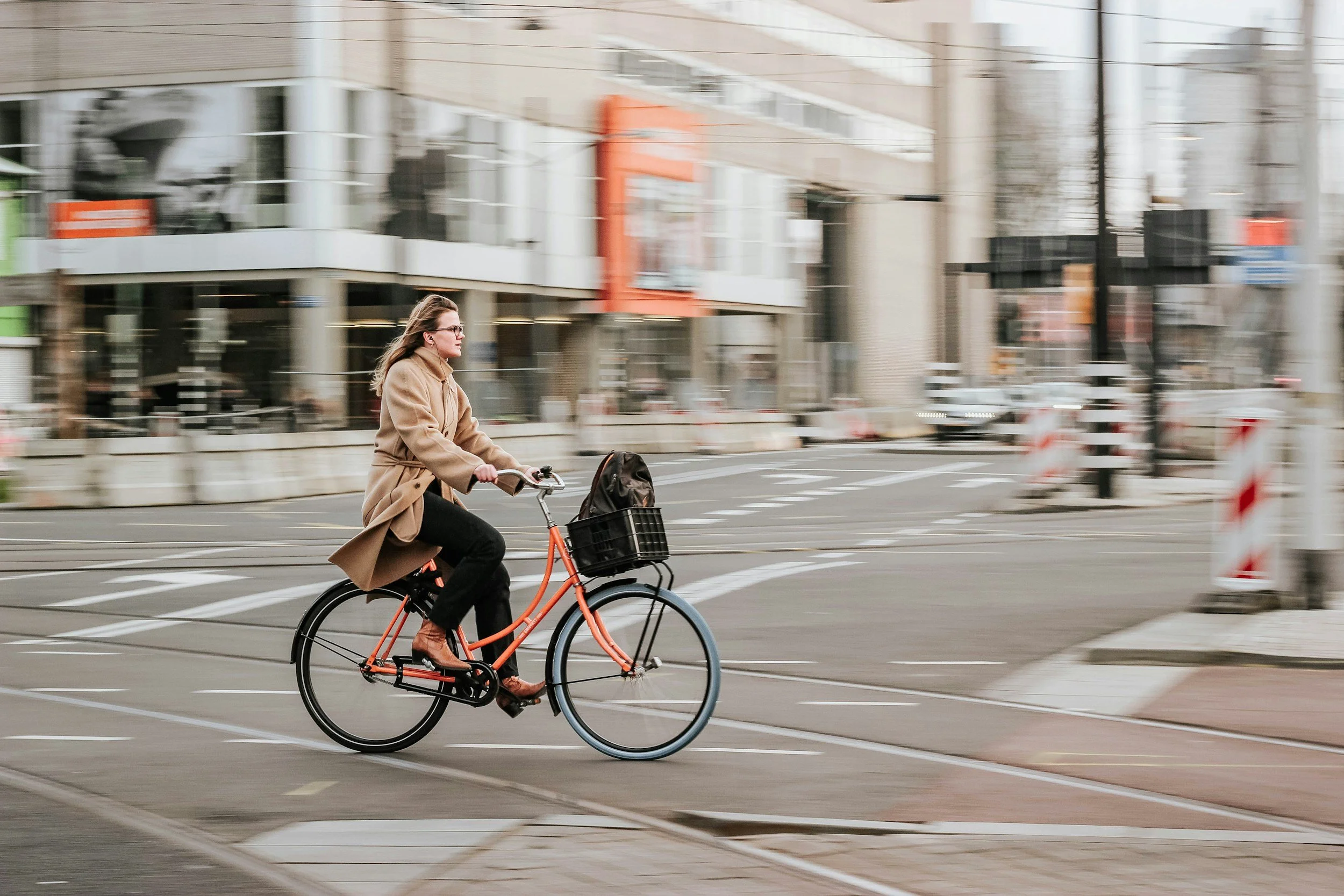 Cyclist riding on a New Orleans city street