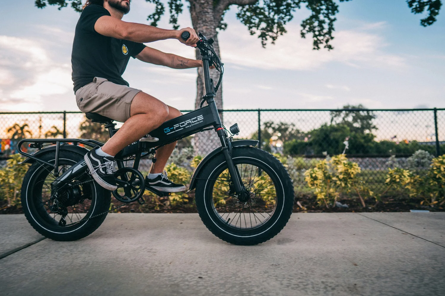 Electric bike rider on a city street