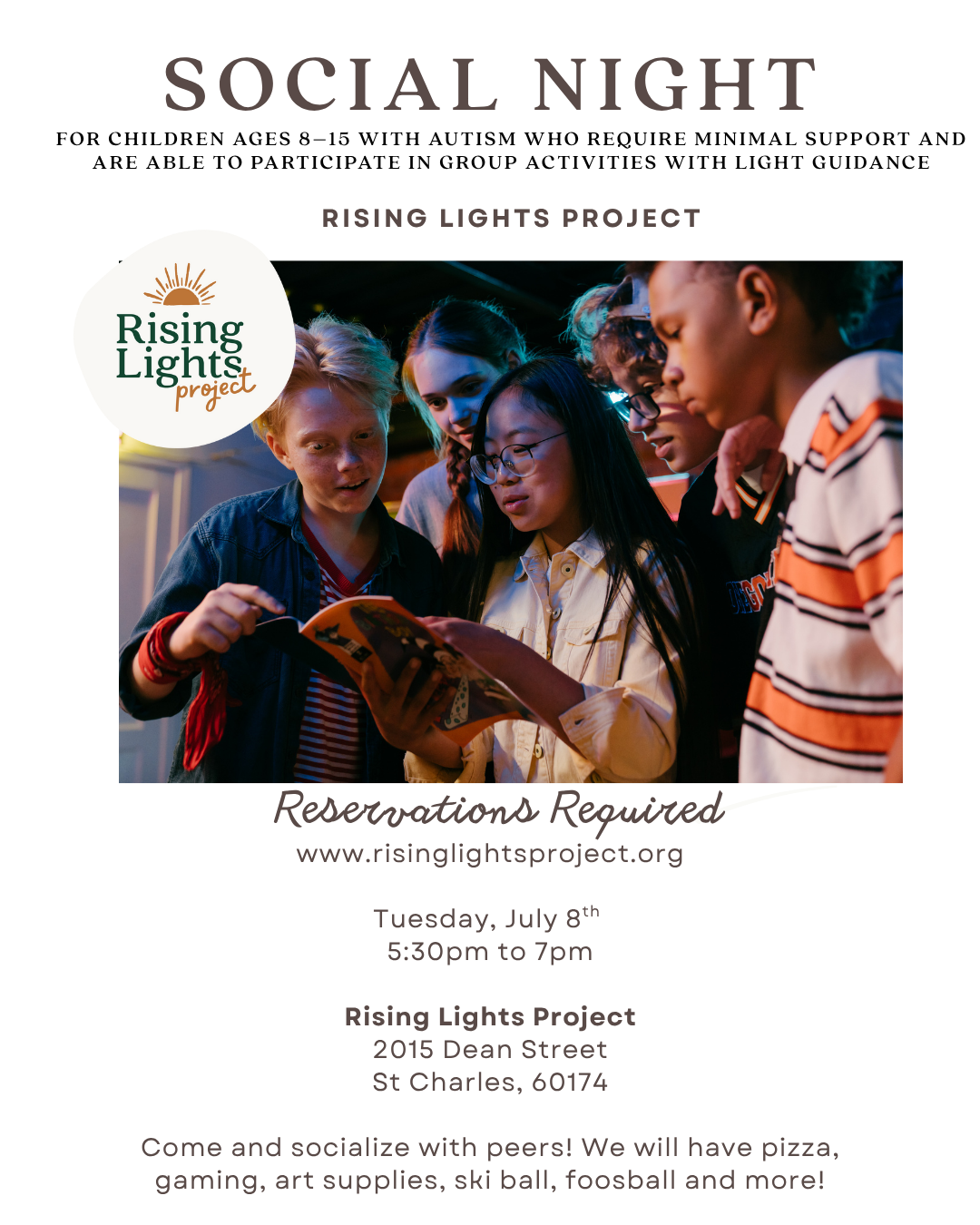 Social Night- July (Ages 8 to 15) — Rising Lights Project