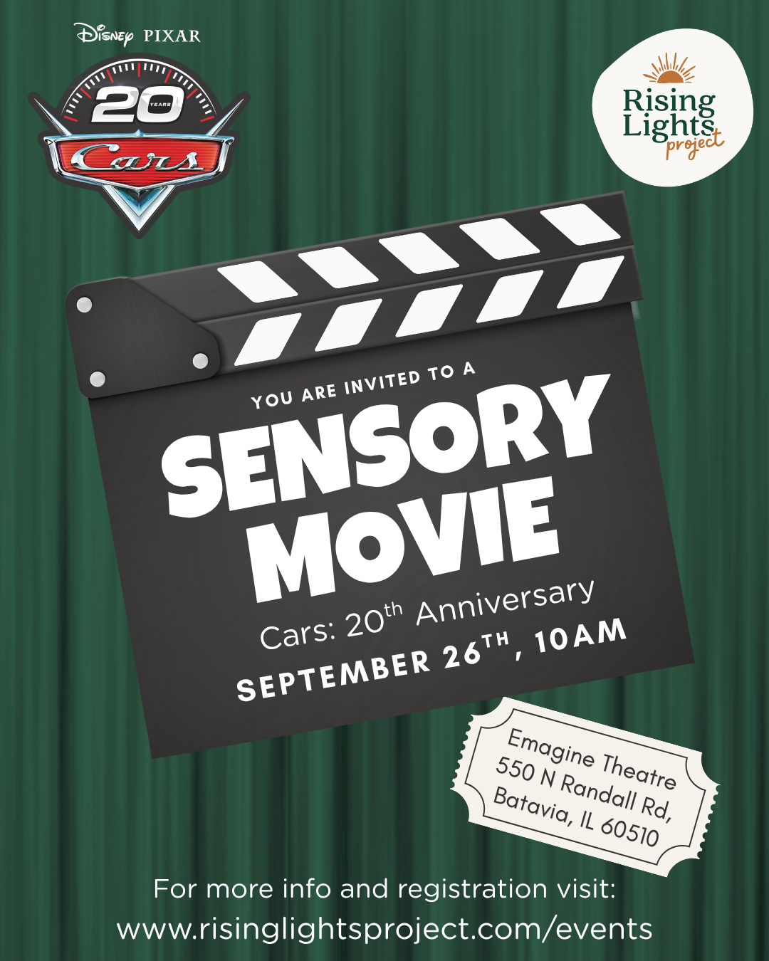 Sensory Movie- Cars 20th Anniversary (14 and under)