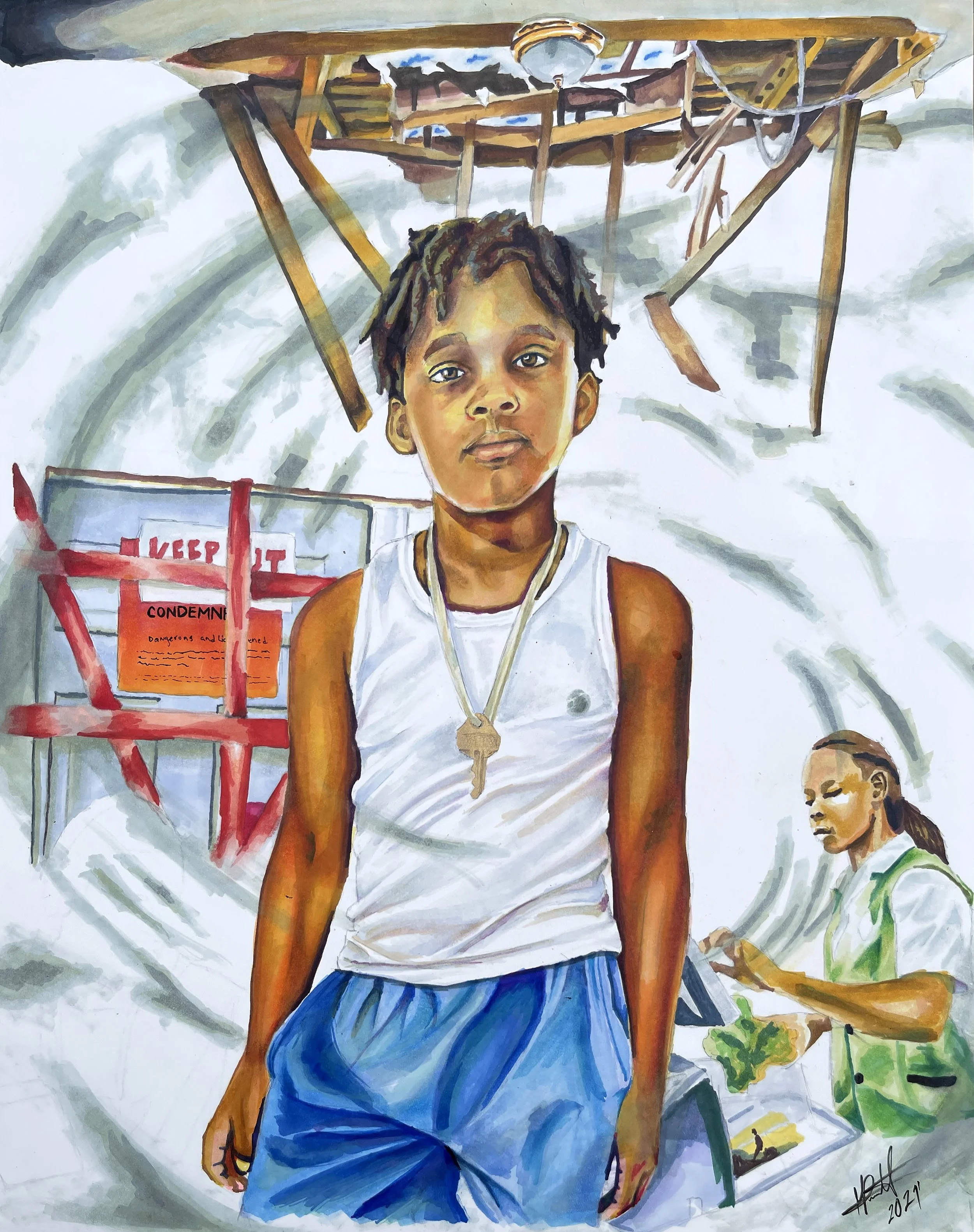 "Latch Key Kid" 2021 | Alcohol Marker on Bristol