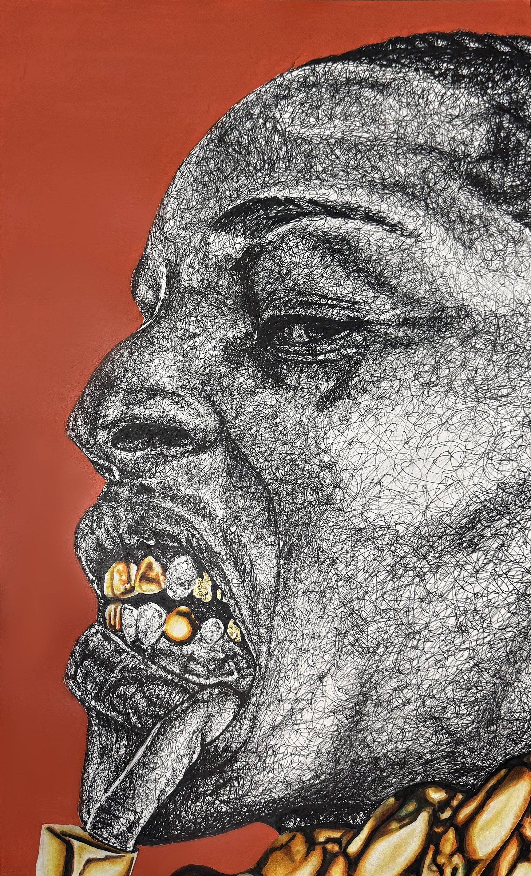 "DOMICILE 004" 2025 PEN & INK, ACRYLIC, ALCOHOL MARKER ON BRISTOL PAPER