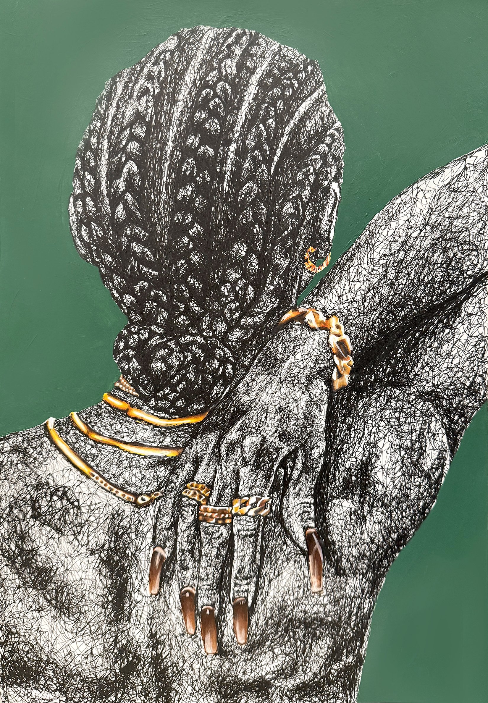 "DOMICILE 003" 2024 PEN & INK, ACRYLIC, ALCOHOL MARKER ON BRISTOL PAPER