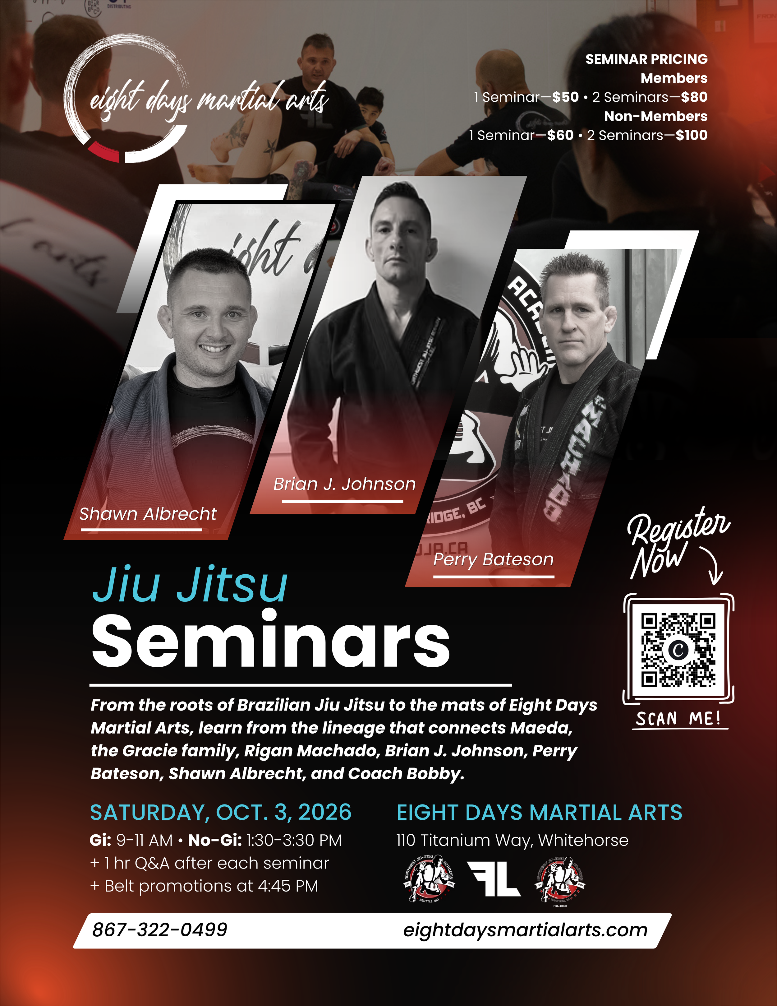 Jiu Jitsu Seminars with Professors Brian J. Johnson, Perry Bateson, and Shawn Albrecht